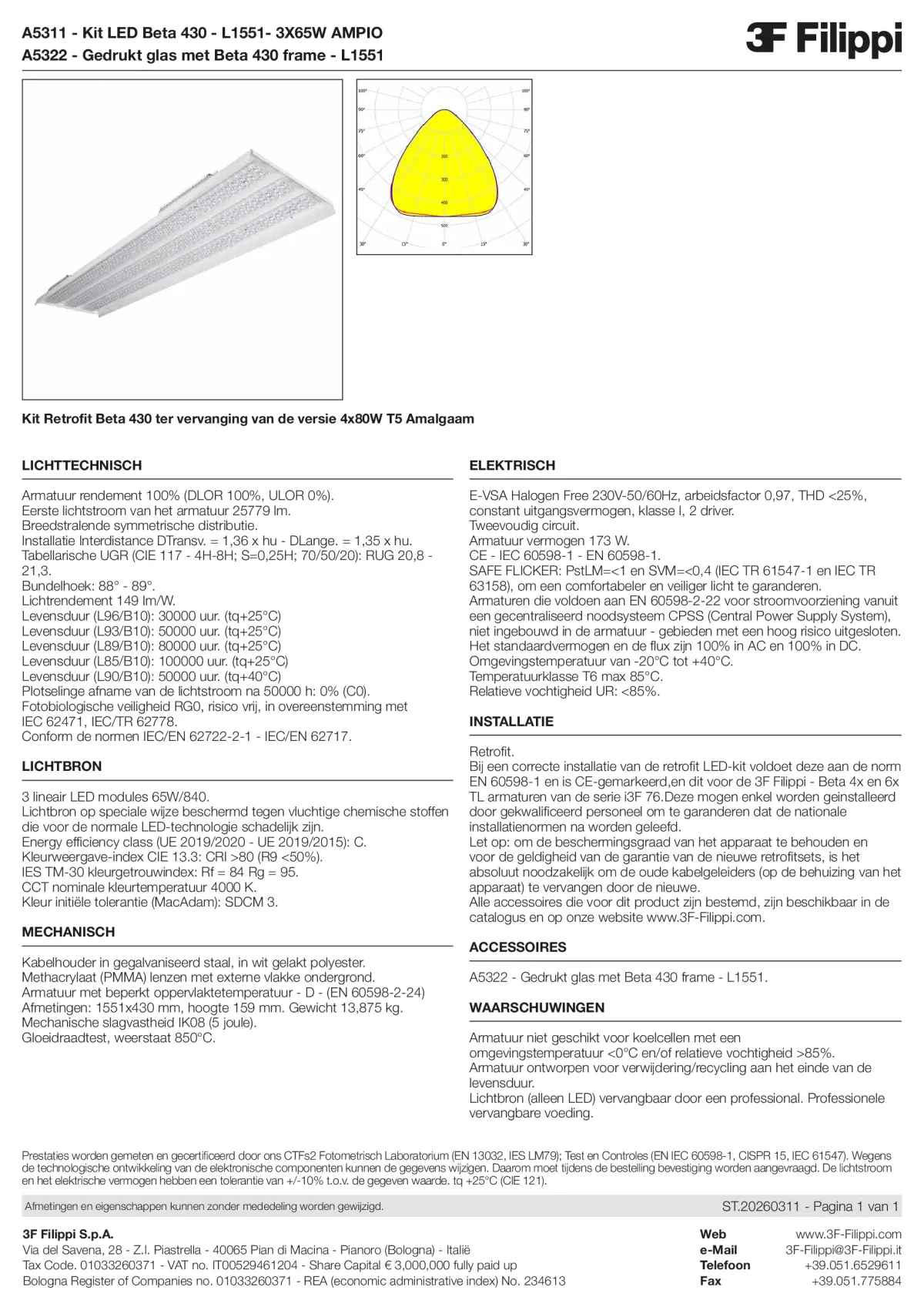 A5311+A5322 - Kit LED Beta 430 - L1551- 3X65W AMPIO + VS - Datasheet - nl