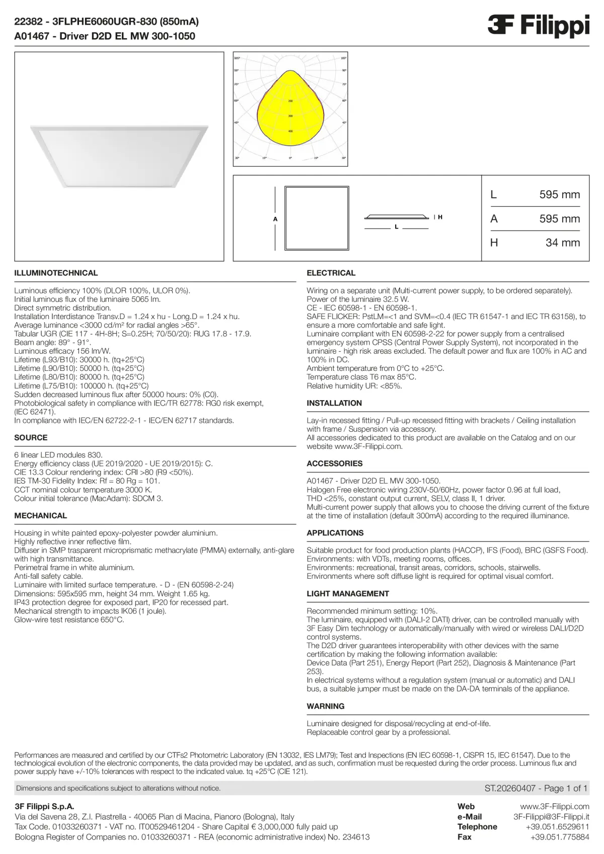 22382+A01467 - 3FLPHE6060UGR-830 (850mA) + D2D EL MW 300-1050 - Datasheet - en