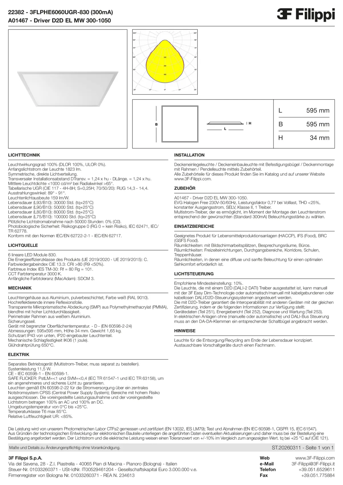 22382+A01467 - 3FLPHE6060UGR-830 (300mA) + D2D EL MW 300-1050 - Datasheet - de
