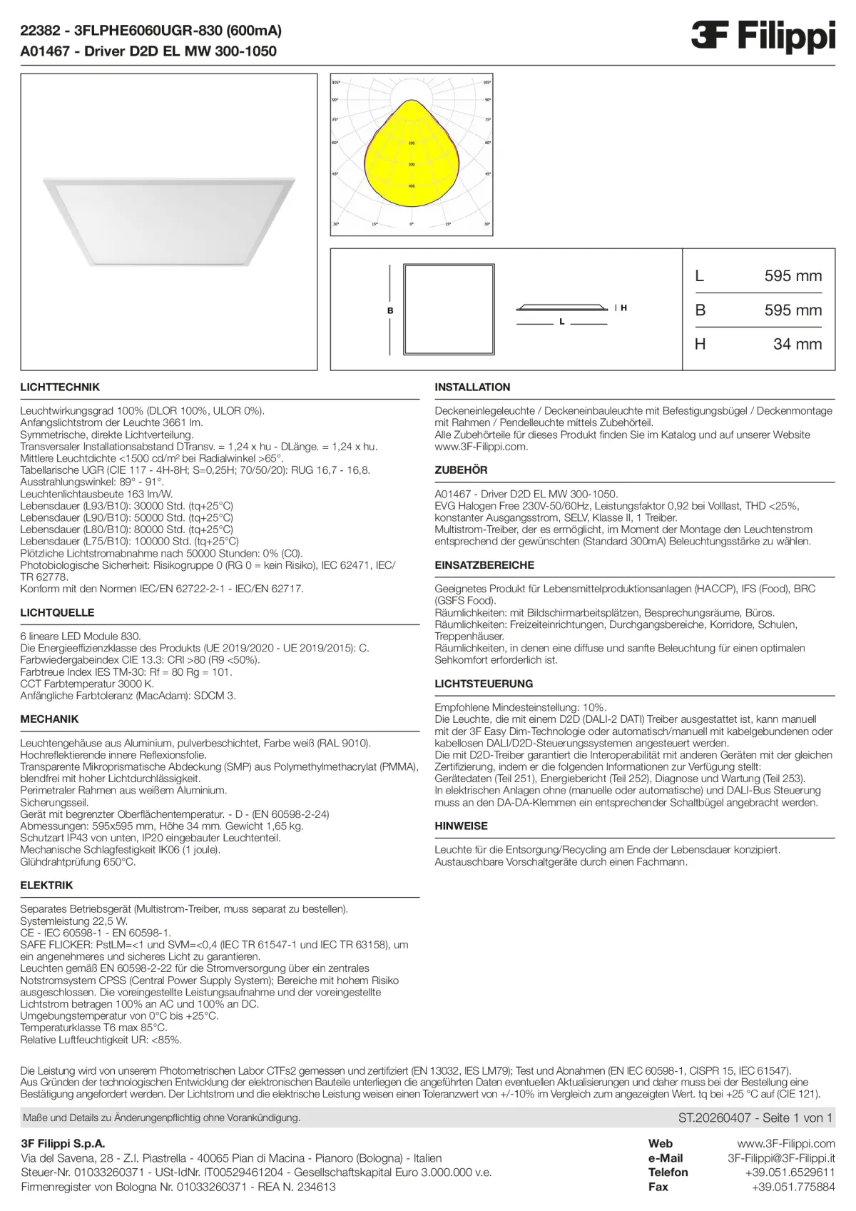 22382+A01467 - 3FLPHE6060UGR-830 (600mA) + D2D EL MW 300-1050 - Datasheet - de