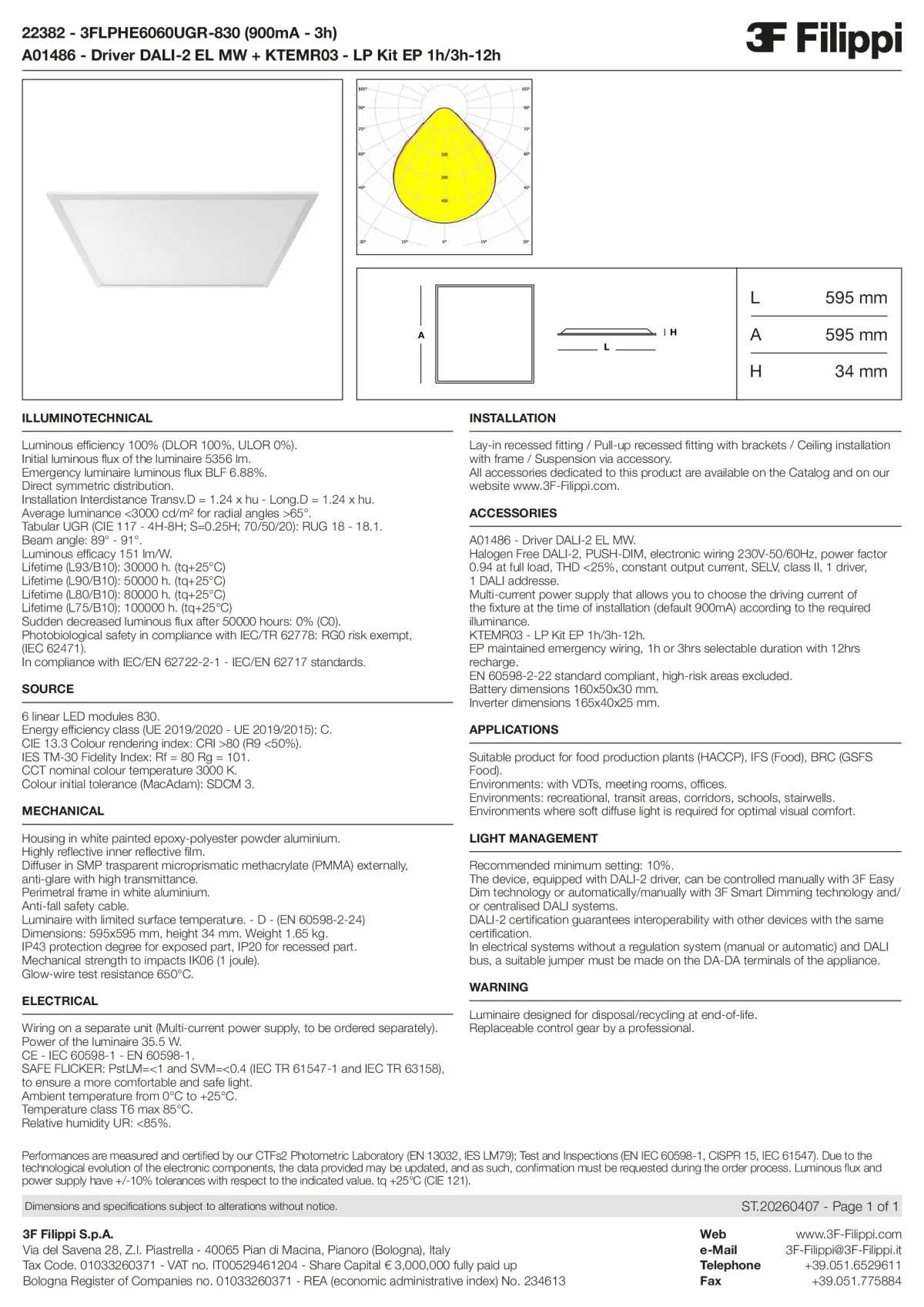 22382+A01486+KTEMR03 - 3FLPHE6060UGR-830 (900mA - 3h) + DALI-2 EL MW + Kit EP 1h-3h - Datasheet - en