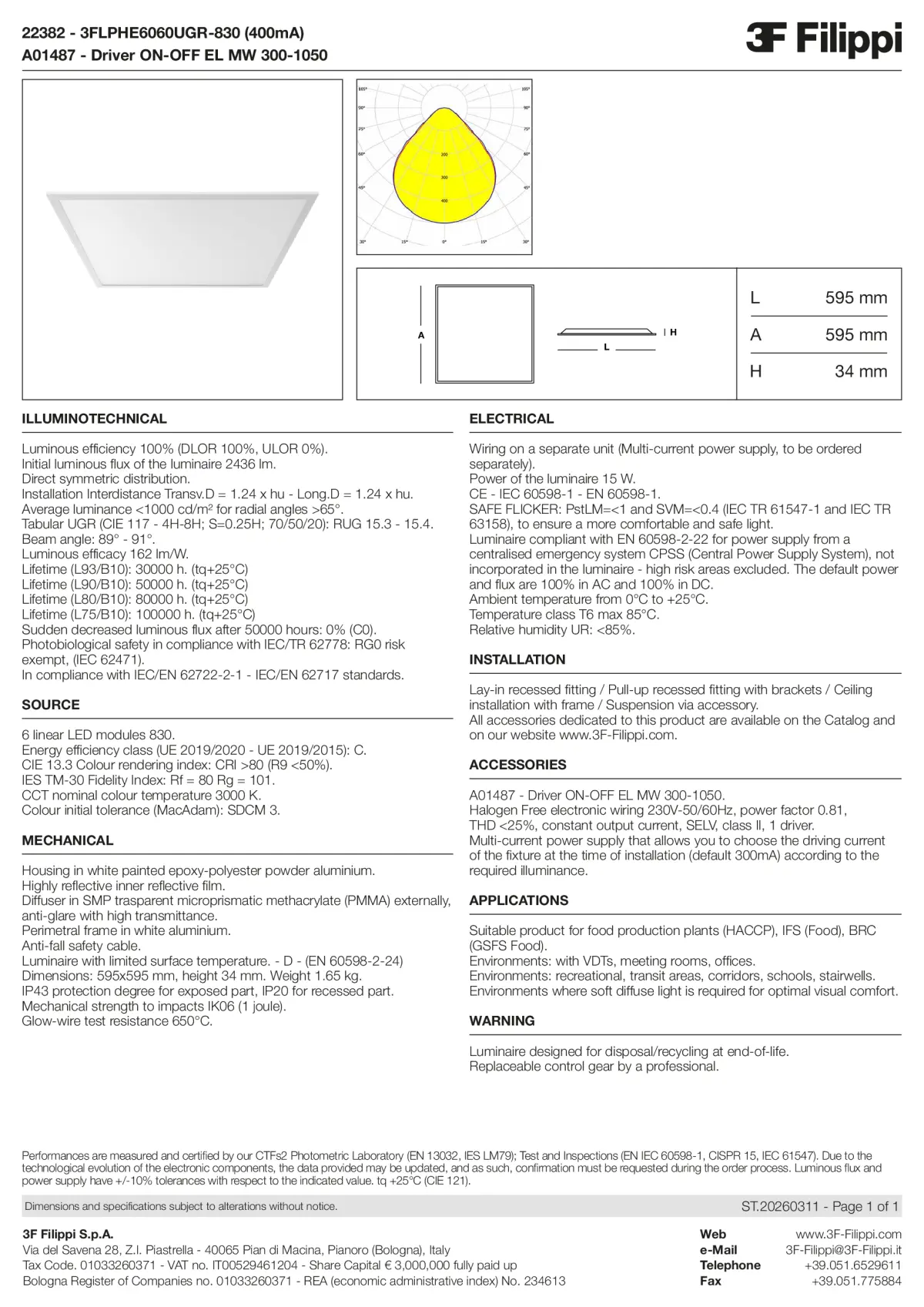 22382+A01487 - 3FLPHE6060UGR-830 (400mA) + ON-OFF EL MW 300-1050 - Datasheet - en