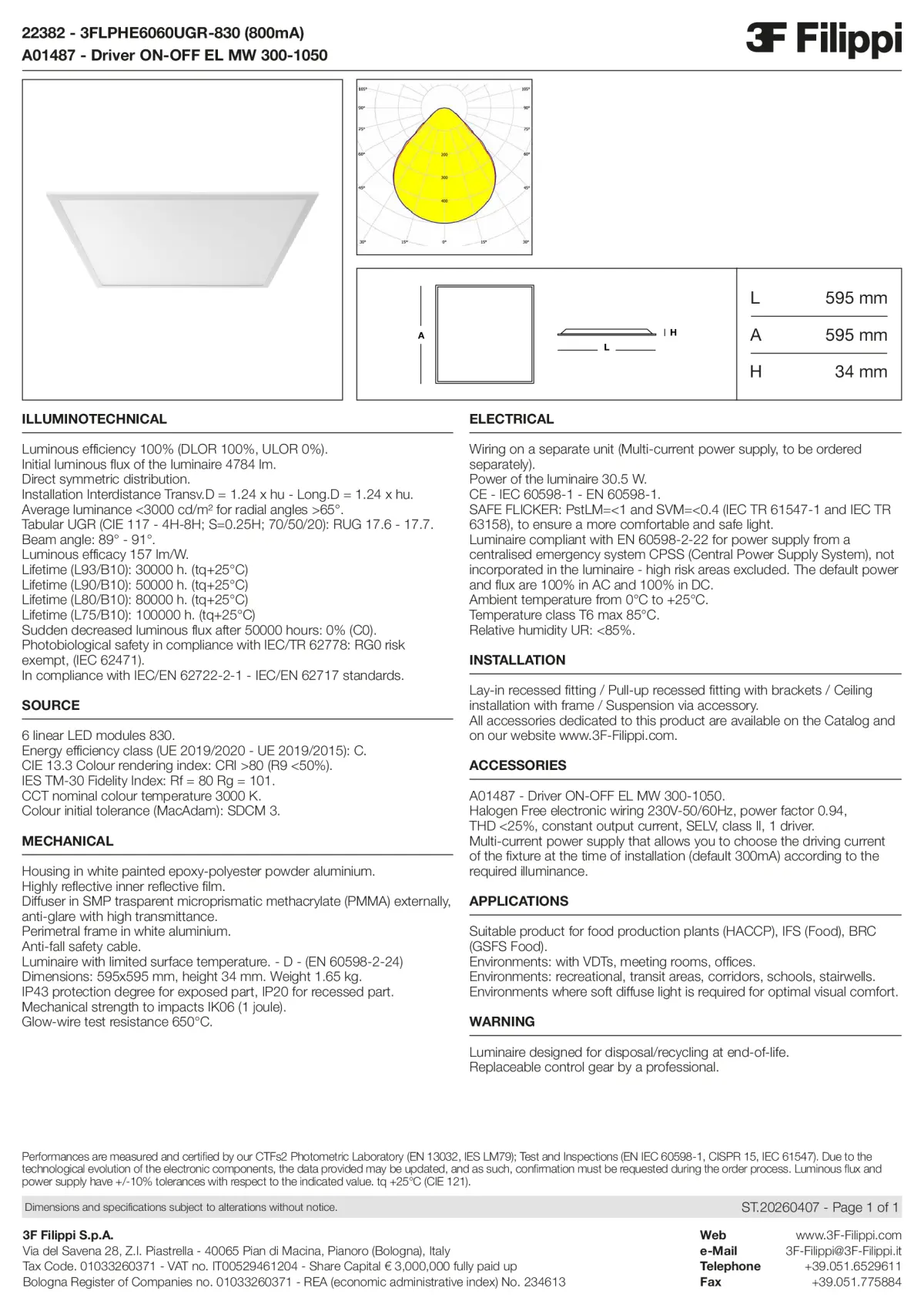 22382+A01487 - 3FLPHE6060UGR-830 (800mA) + ON-OFF EL MW 300-1050 - Datasheet - en