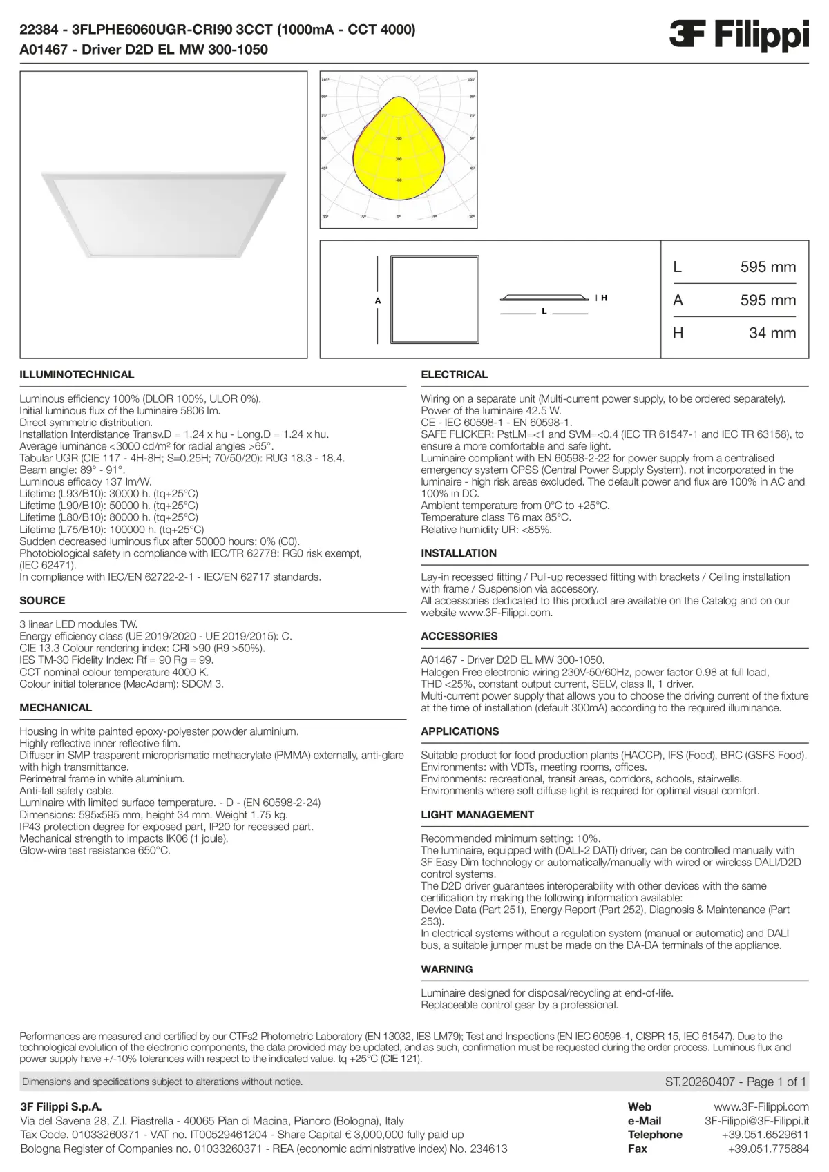 22384+A01467 - 3FLPHE6060UGR-CRI90 3CCT (1000mA - CCT 4000) + D2D EL MW 300-1050 - Datasheet - en