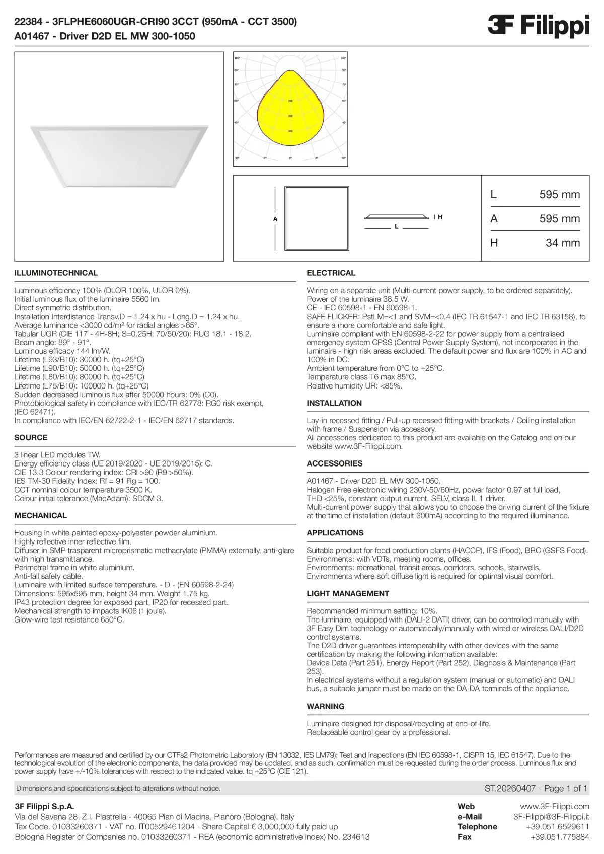 22384+A01467 - 3FLPHE6060UGR-CRI90 3CCT (950mA - CCT 3500) + D2D EL MW 300-1050 - Datasheet - en