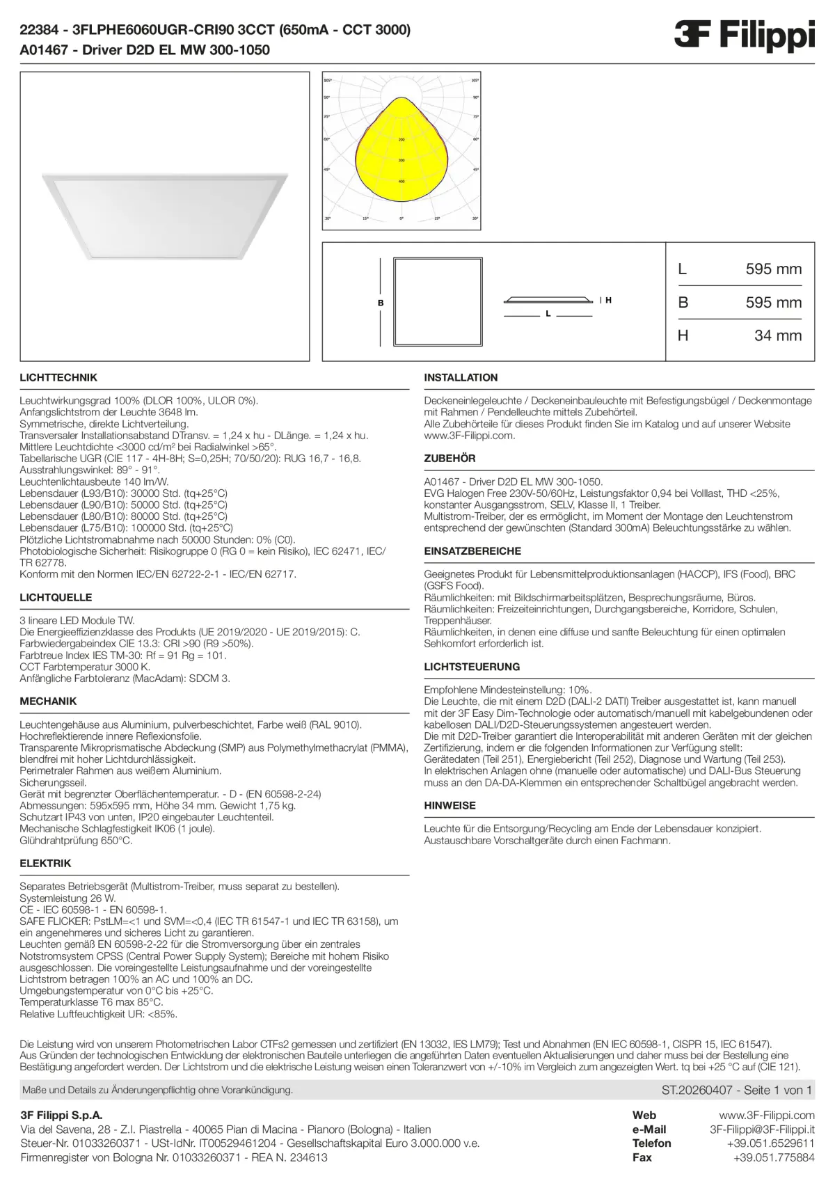 22384+A01467 - 3FLPHE6060UGR-CRI90 3CCT (650mA - CCT 3000) + D2D EL MW 300-1050 - Datasheet - de