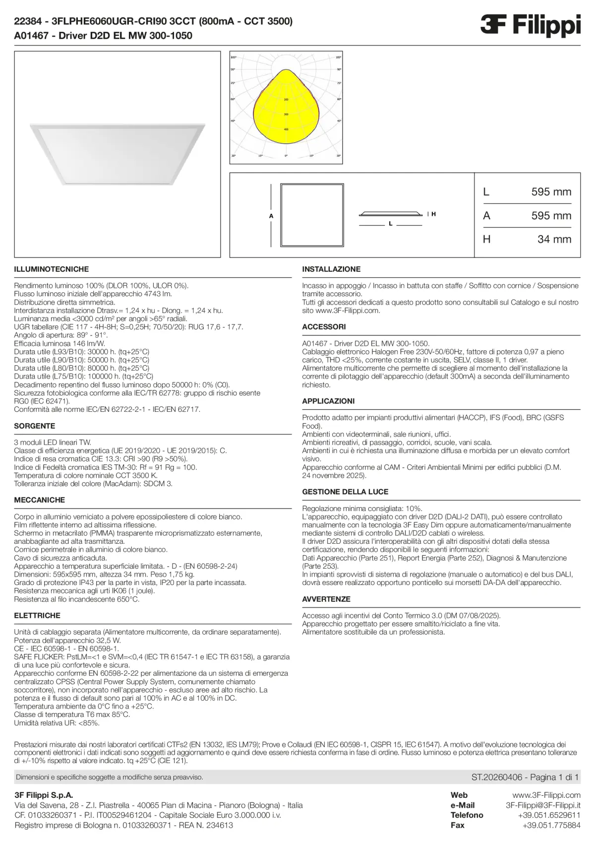 22384+A01467 - 3FLPHE6060UGR-CRI90 3CCT (800mA - CCT 3500) + D2D EL MW 300-1050 - Datasheet - it
