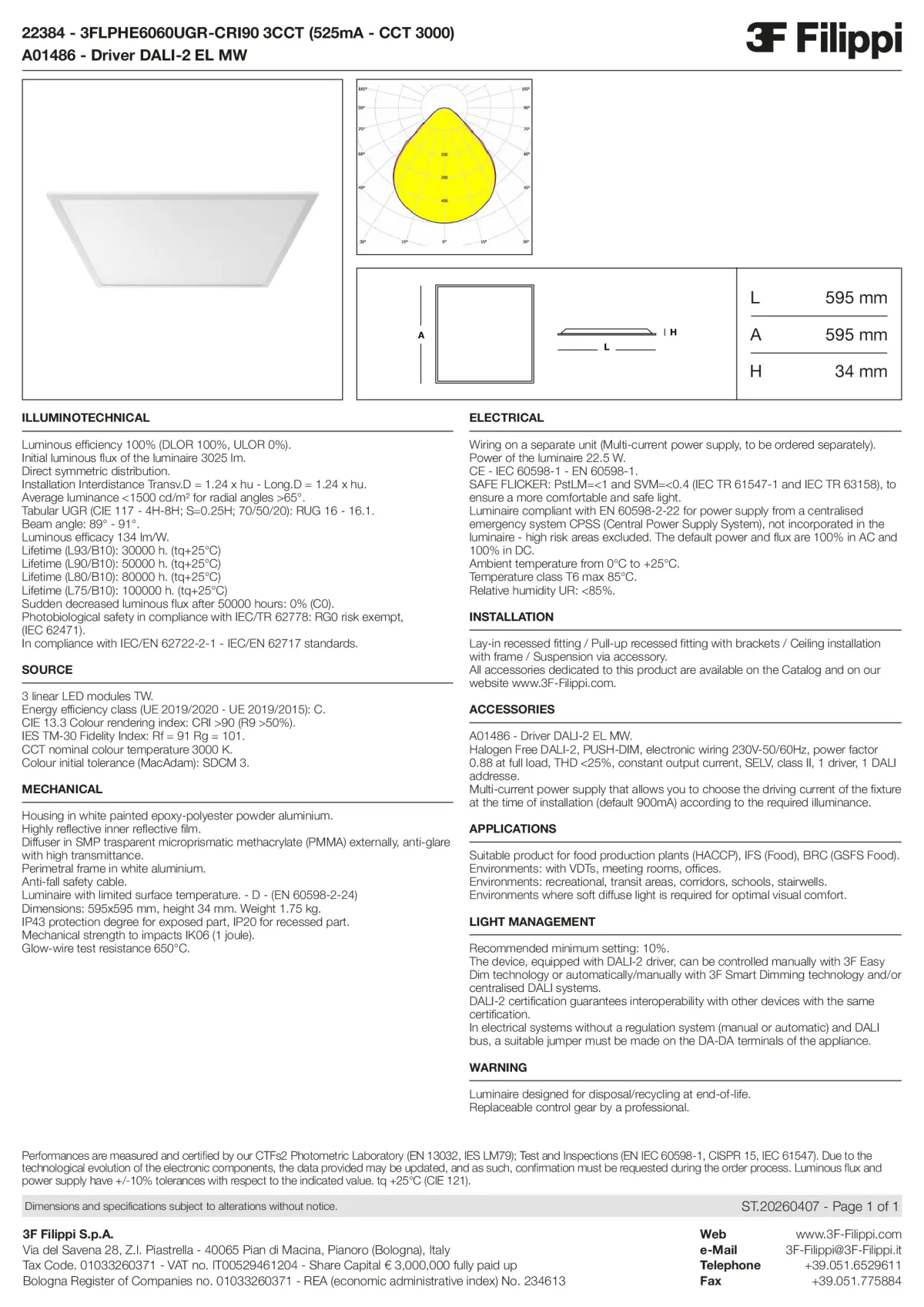22384+A01486 - 3FLPHE6060UGR-CRI90 3CCT (525mA - CCT 3000) + DALI-2 EL MW - Datasheet - en