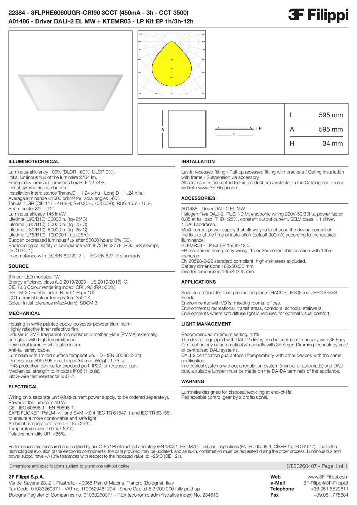 22384+A01486+KTEMR03 - 3FLPHE6060UGR-CRI90 3CCT (450mA - 3h - CCT 3500) + DALI-2 EL MW + Kit EP 1h-3h - Datasheet - en
