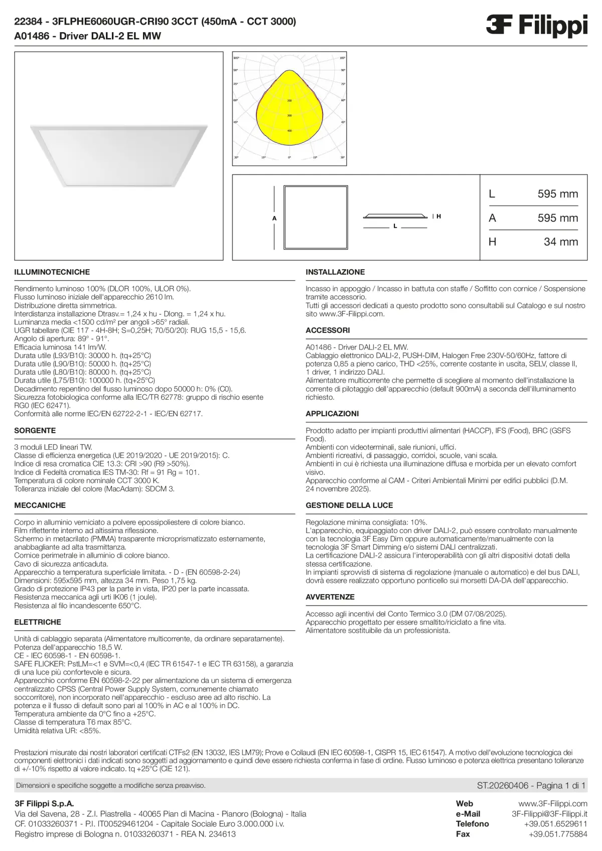 22384+A01486 - 3FLPHE6060UGR-CRI90 3CCT (450mA - CCT 3000) + DALI-2 EL MW - Datasheet - it