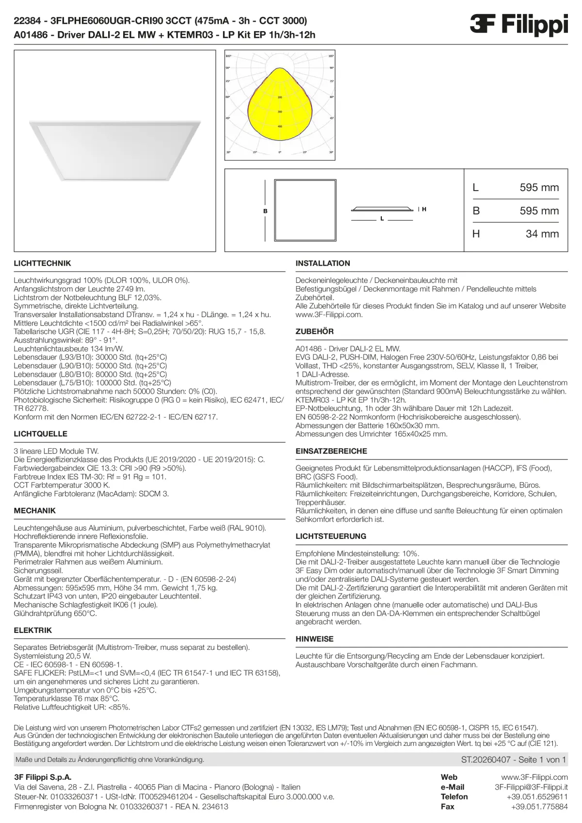 22384+A01486+KTEMR03 - 3FLPHE6060UGR-CRI90 3CCT (475mA - 3h - CCT 3000) + DALI-2 EL MW + Kit EP 1h-3h - Datasheet - de