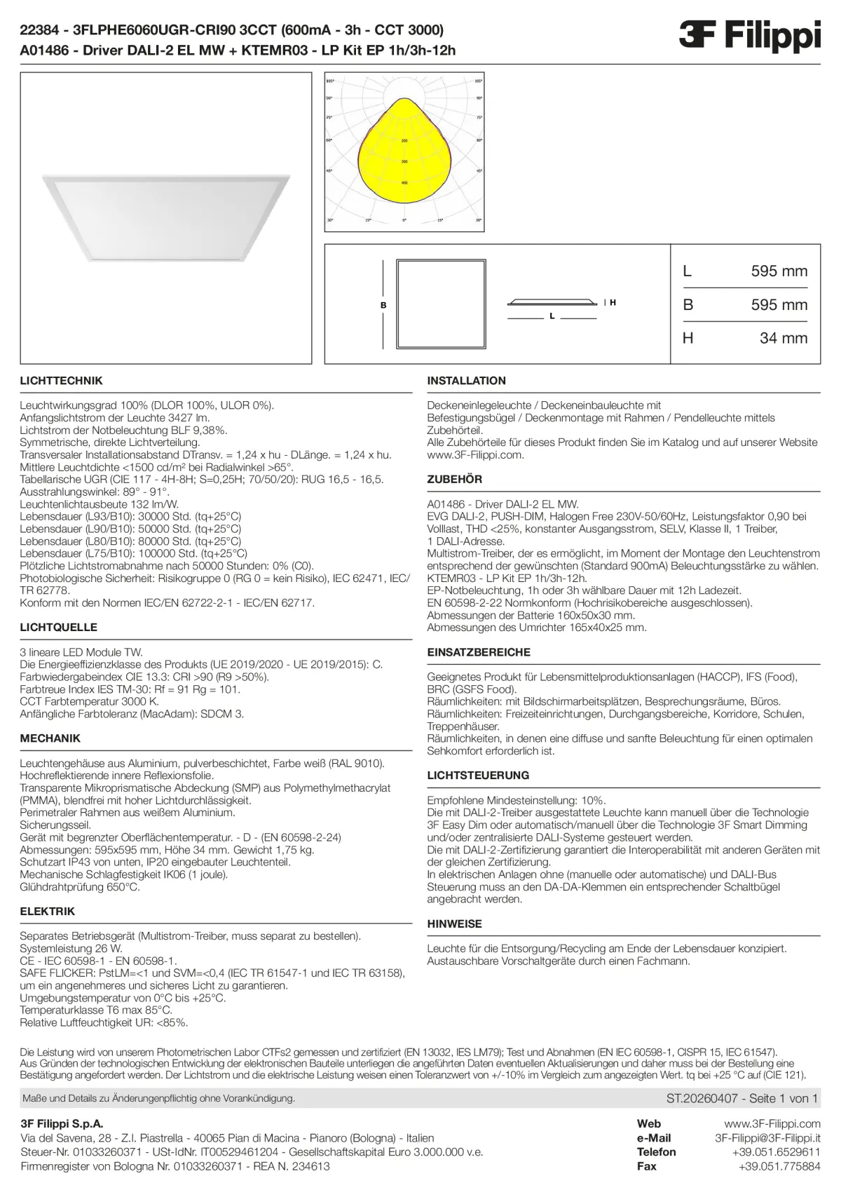 22384+A01486+KTEMR03 - 3FLPHE6060UGR-CRI90 3CCT (600mA - 3h - CCT 3000) + DALI-2 EL MW + Kit EP 1h-3h - Datasheet - de