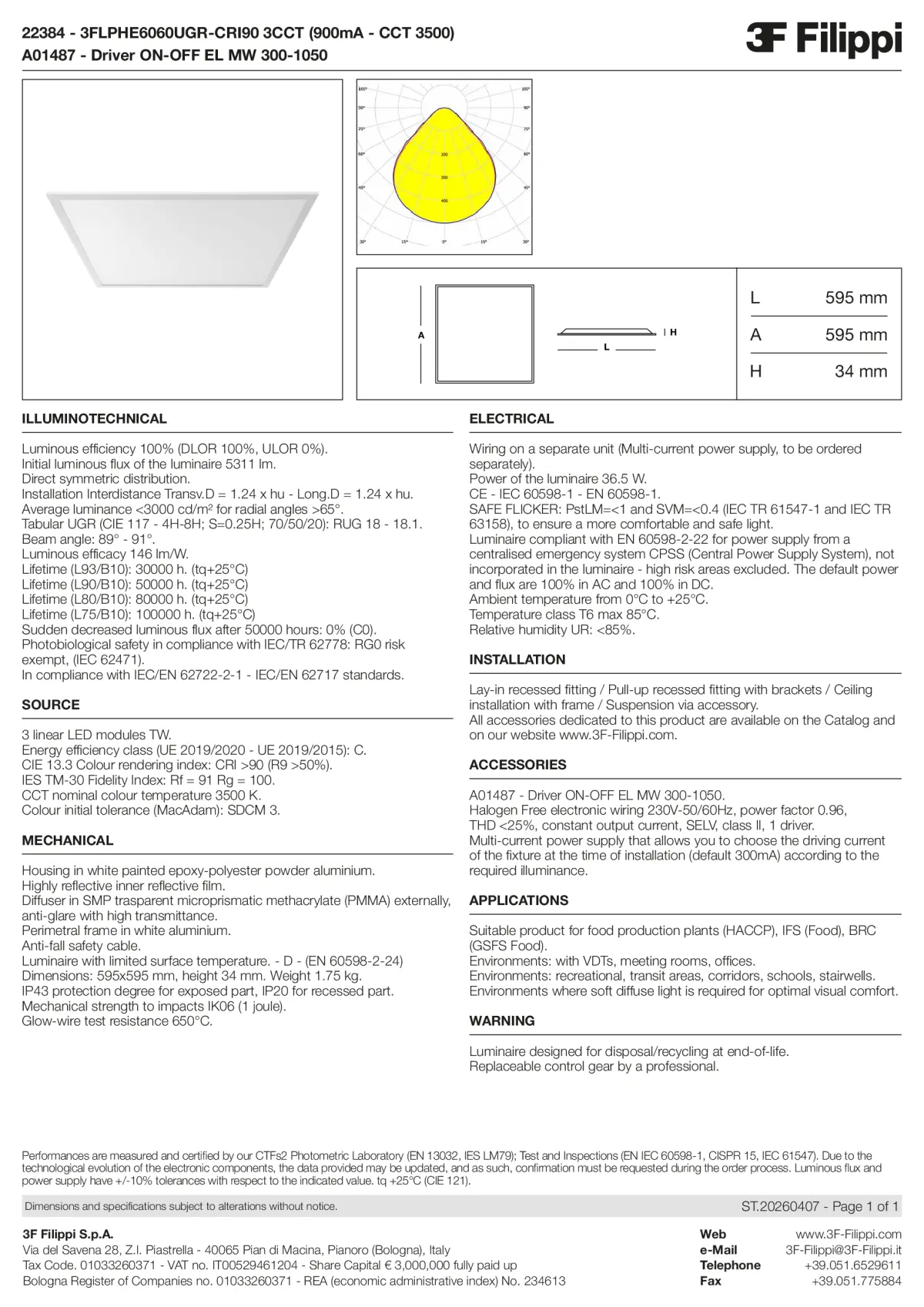 22384+A01487 - 3FLPHE6060UGR-CRI90 3CCT (900mA - CCT 3500) + ON-OFF EL MW 300-1050 - Datasheet - en