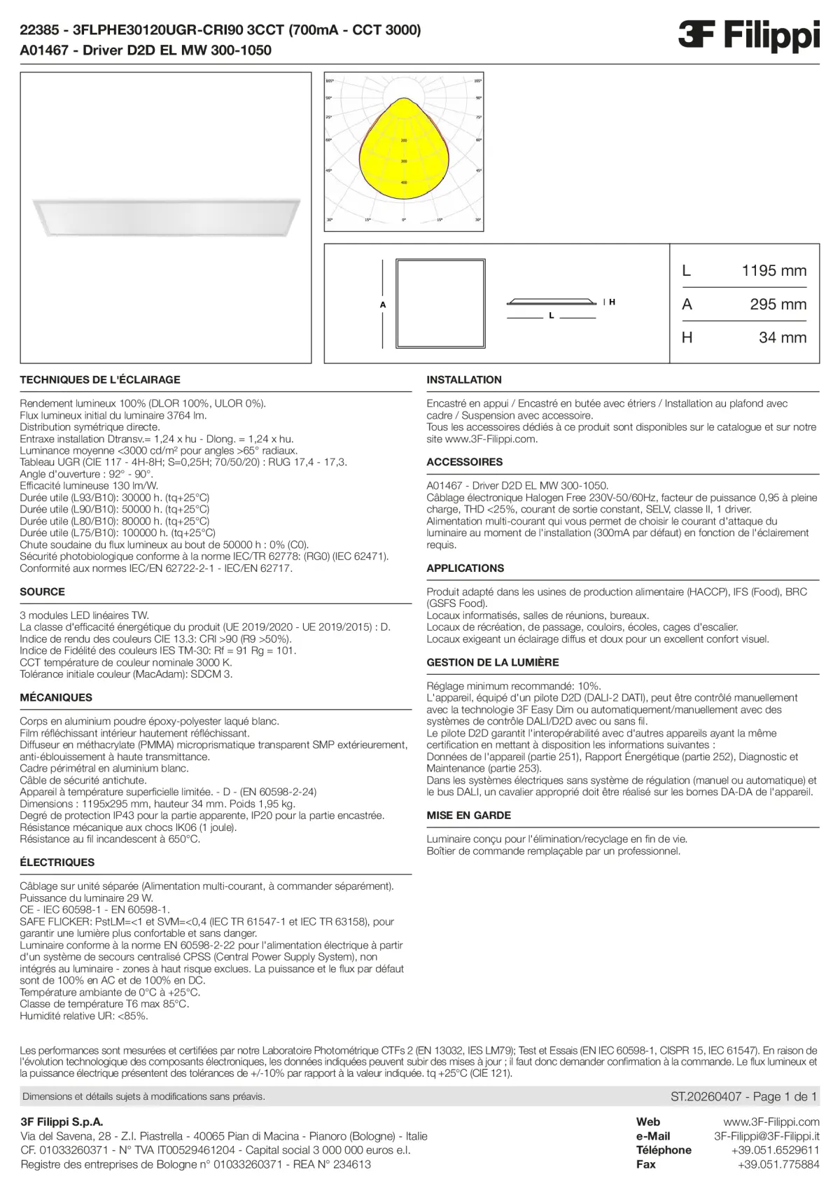 22385+A01467 - 3FLPHE30120UGR-CRI90 3CCT (700mA - CCT 3000) + D2D EL MW 300-1050 - Datasheet - fr