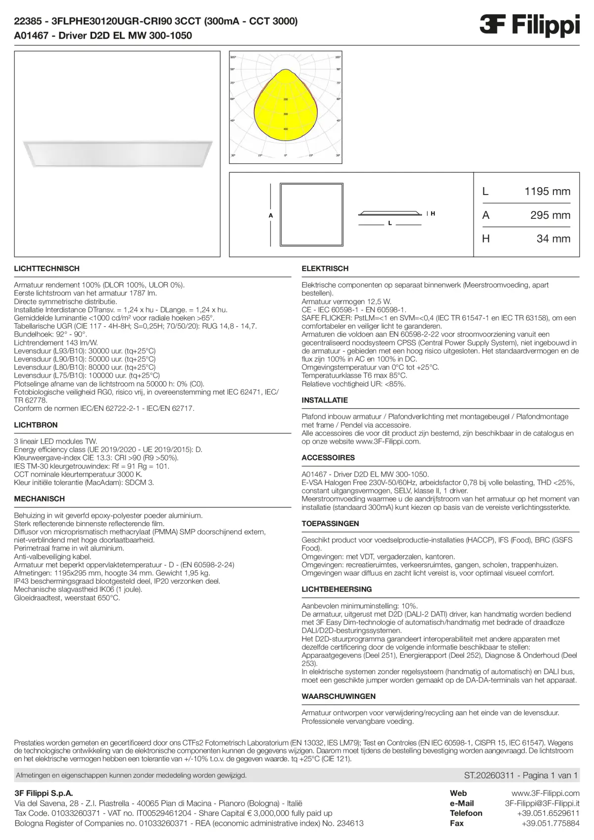 22385+A01467 - 3FLPHE30120UGR-CRI90 3CCT (300mA - CCT 3000) + D2D EL MW 300-1050 - Datasheet - nl