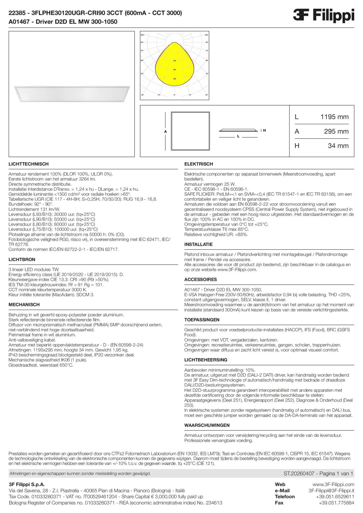 22385+A01467 - 3FLPHE30120UGR-CRI90 3CCT (600mA - CCT 3000) + D2D EL MW 300-1050 - Datasheet - nl