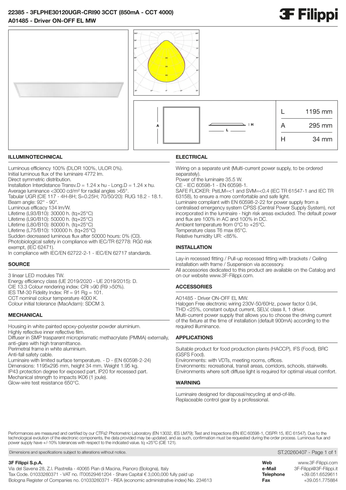 22385+A01485 - 3FLPHE30120UGR-CRI90 3CCT (850mA - CCT 4000) + ON-OFF EL MW - Datasheet - en