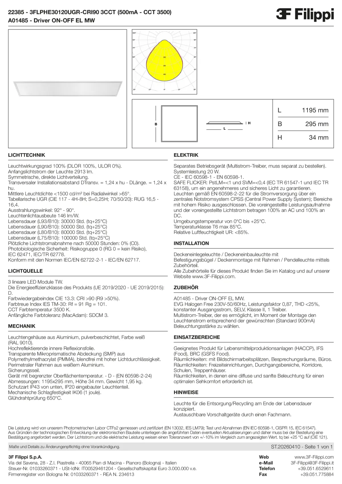 22385+A01485 - 3FLPHE30120UGR-CRI90 3CCT (500mA - CCT 3500) + ON-OFF EL MW - Datasheet - de