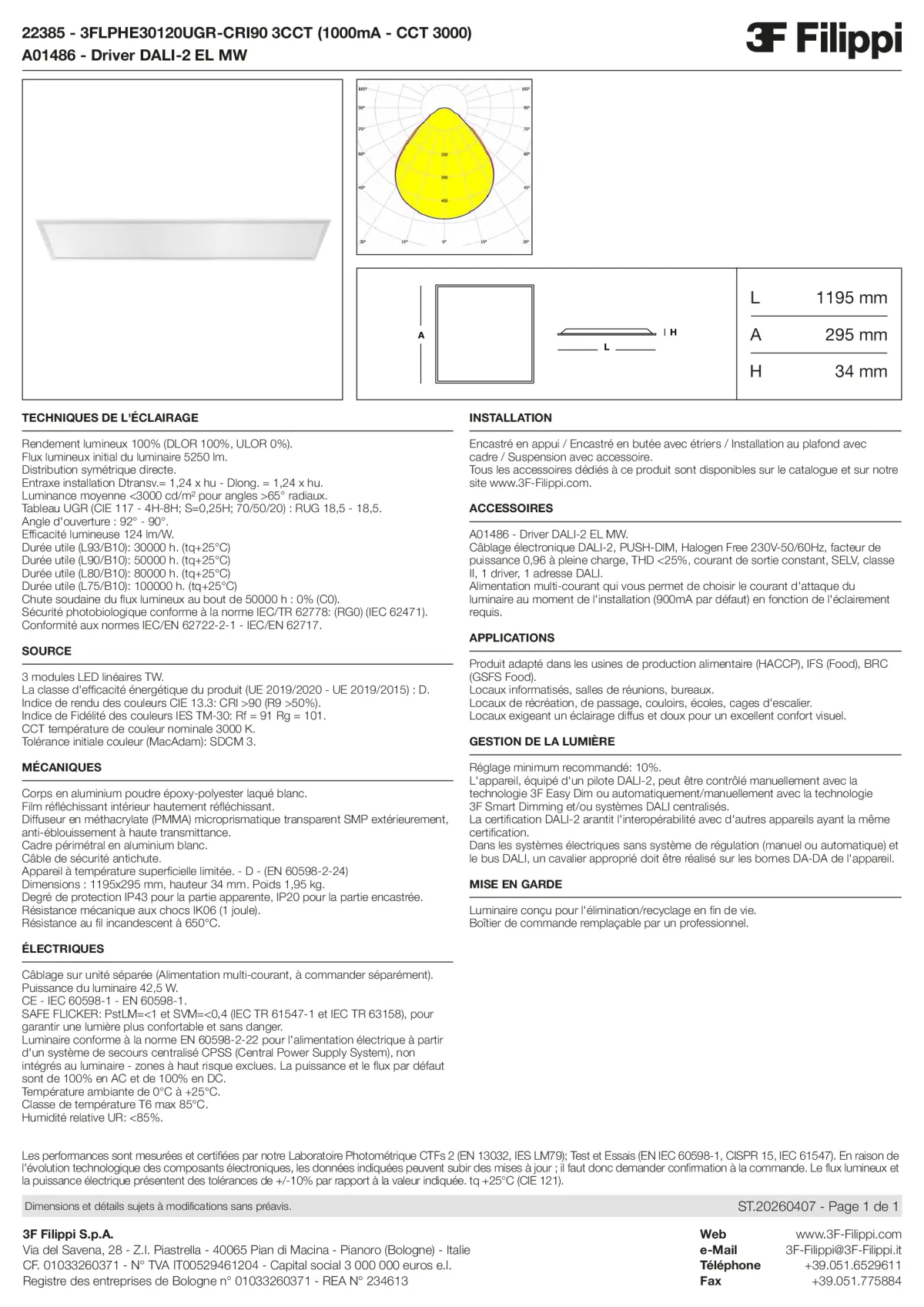 22385+A01486 - 3FLPHE30120UGR-CRI90 3CCT (1000mA - CCT 3000) + DALI-2 EL MW - Datasheet - fr