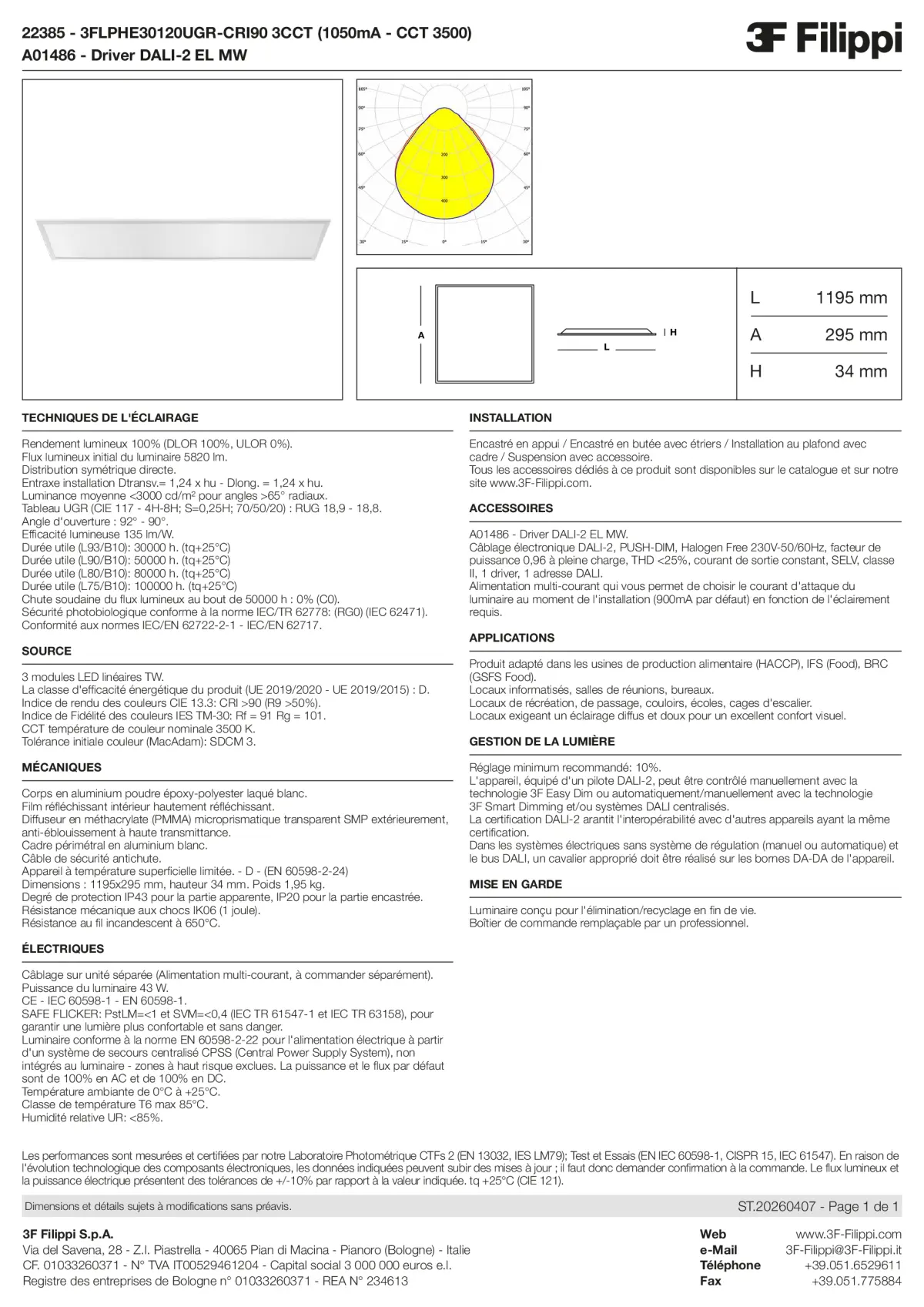 22385+A01486 - 3FLPHE30120UGR-CRI90 3CCT (1050mA - CCT 3500) + DALI-2 EL MW - Datasheet - fr