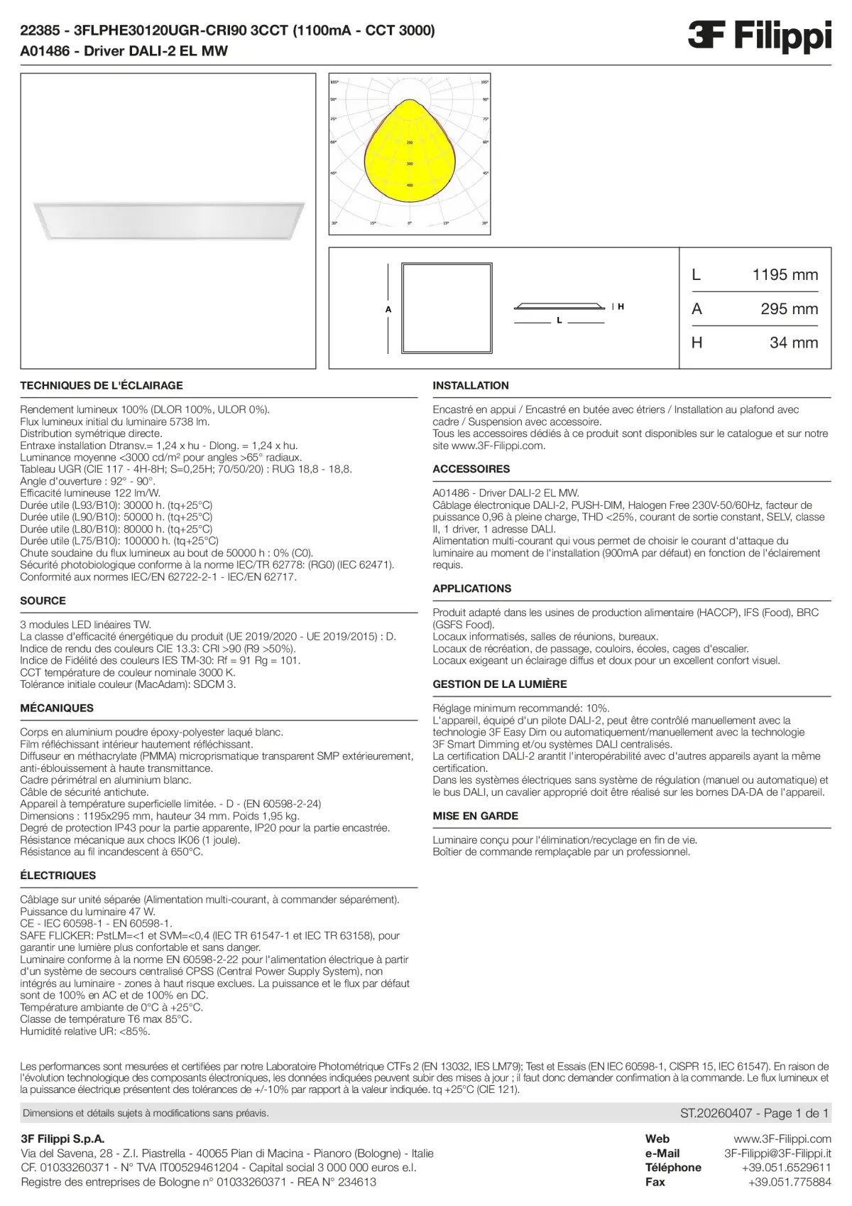 22385+A01486 - 3FLPHE30120UGR-CRI90 3CCT (1100mA - CCT 3000) + DALI-2 EL MW - Datasheet - fr