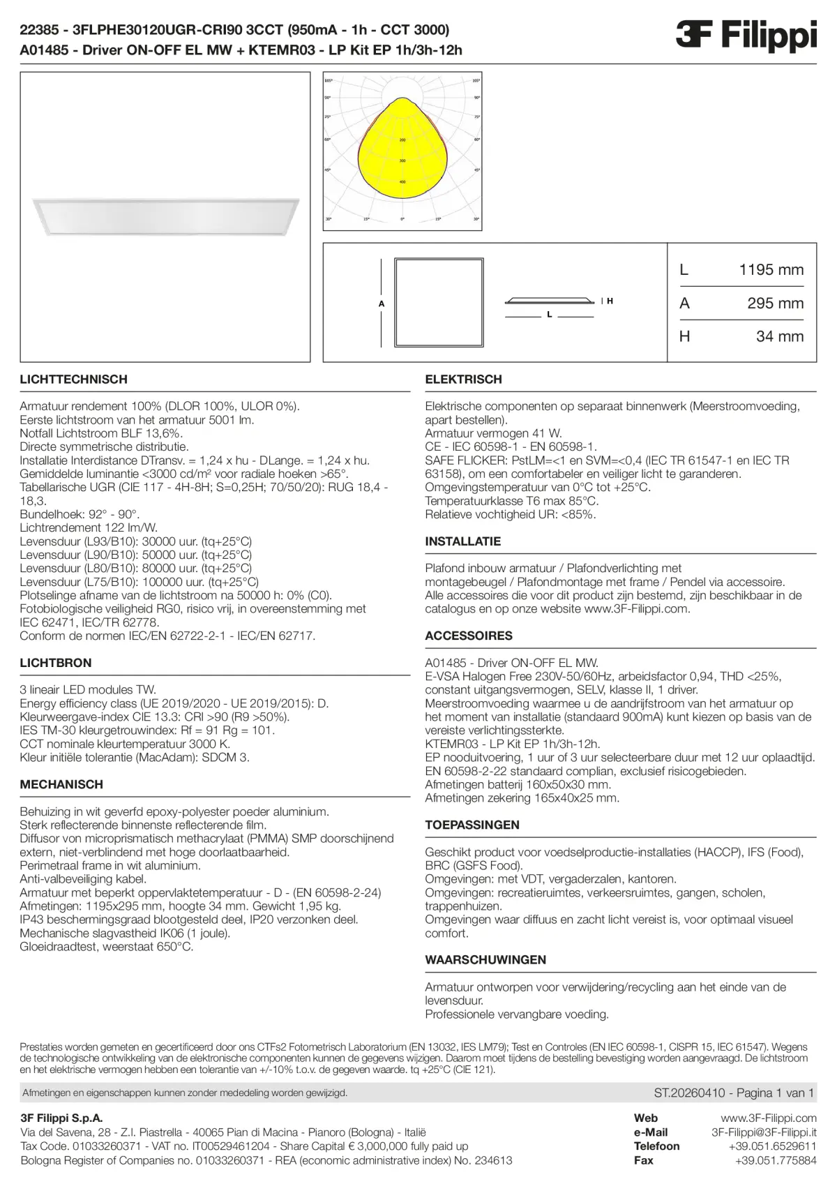 22385+A01485+KTEMR03 - 3FLPHE30120UGR-CRI90 3CCT (950mA - 1h - CCT 3000) + ON-OFF EL MW + Kit EP 1h-3h - Datasheet - nl