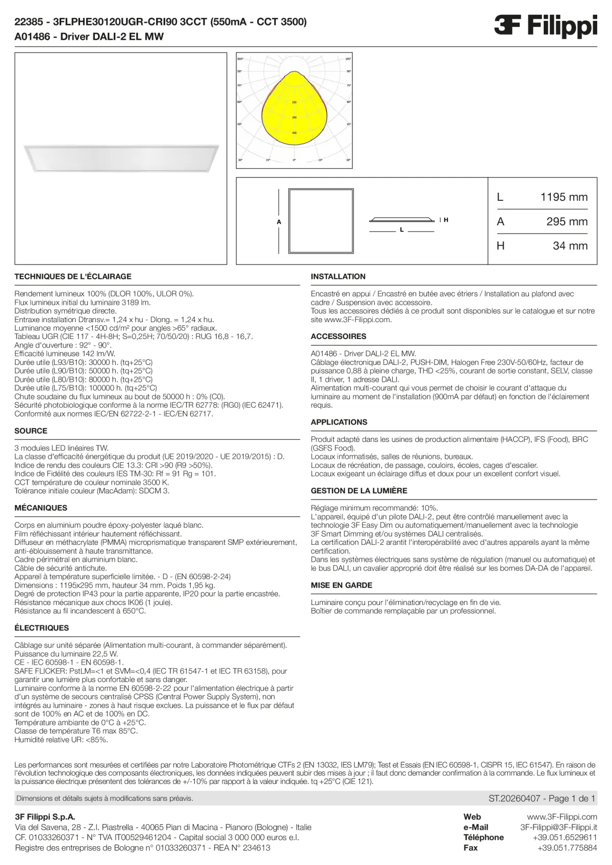 22385+A01486 - 3FLPHE30120UGR-CRI90 3CCT (550mA - CCT 3500) + DALI-2 EL MW - Datasheet - fr