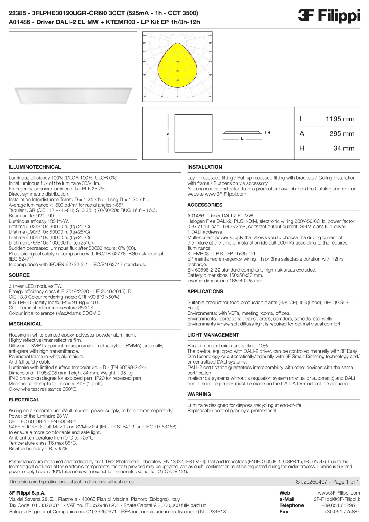 22385+A01486+KTEMR03 - 3FLPHE30120UGR-CRI90 3CCT (525mA - 1h - CCT 3500) + DALI-2 EL MW + Kit EP 1h-3h - Datasheet - en