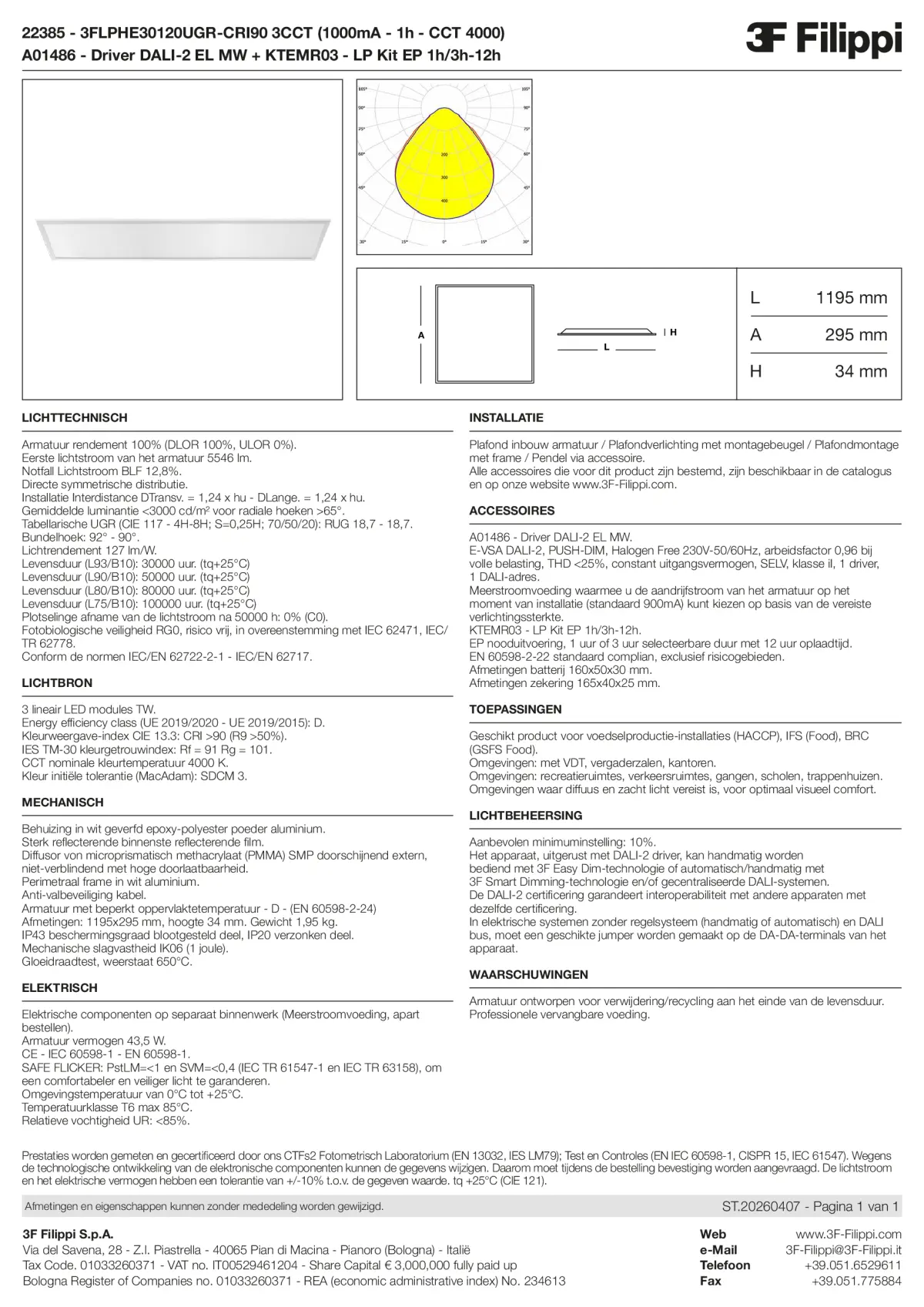 22385+A01486+KTEMR03 - 3FLPHE30120UGR-CRI90 3CCT (1000mA - 1h - CCT 4000) + DALI-2 EL MW + Kit EP 1h-3h - Datasheet - nl