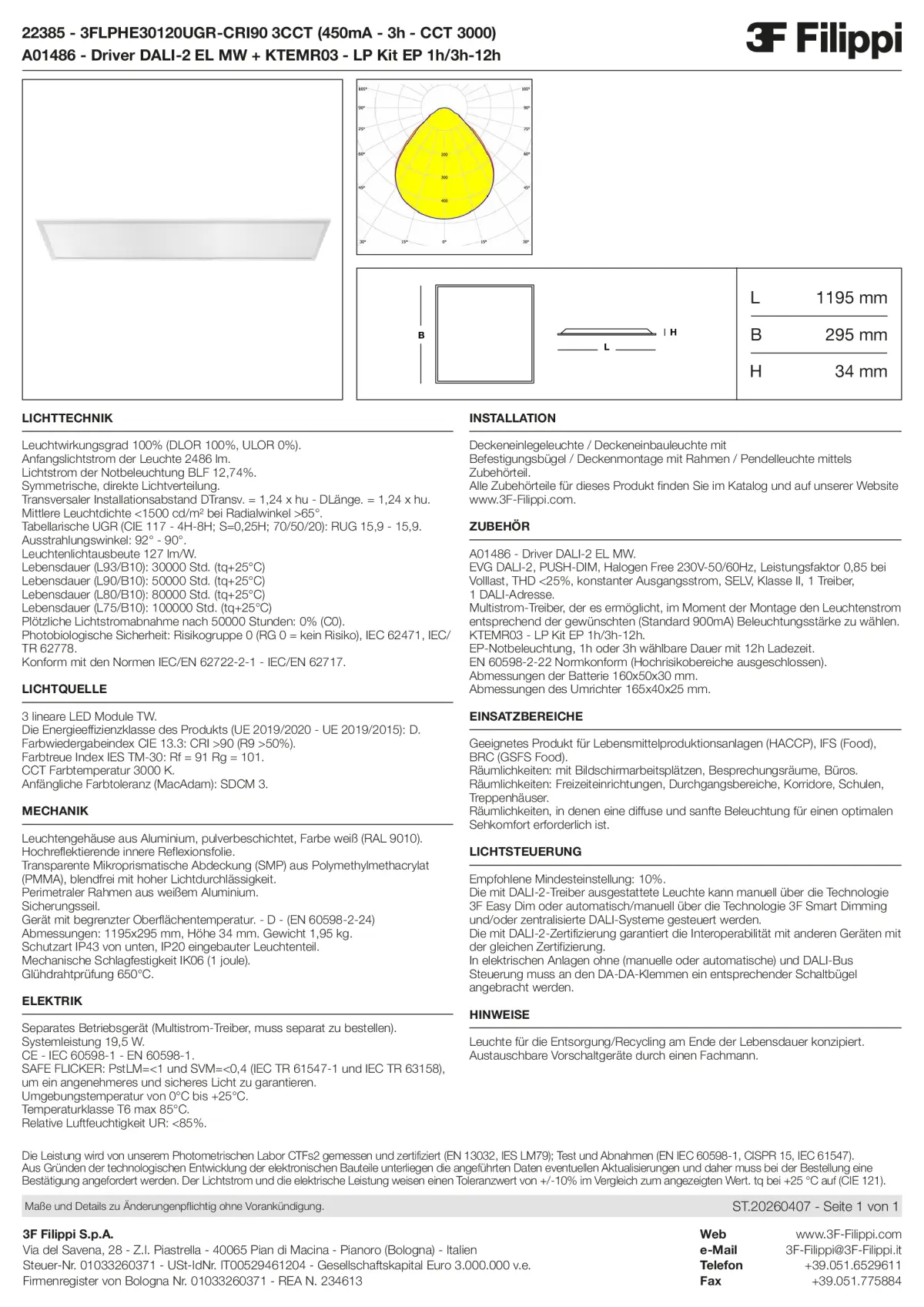 22385+A01486+KTEMR03 - 3FLPHE30120UGR-CRI90 3CCT (450mA - 3h - CCT 3000) + DALI-2 EL MW + Kit EP 1h-3h - Datasheet - de
