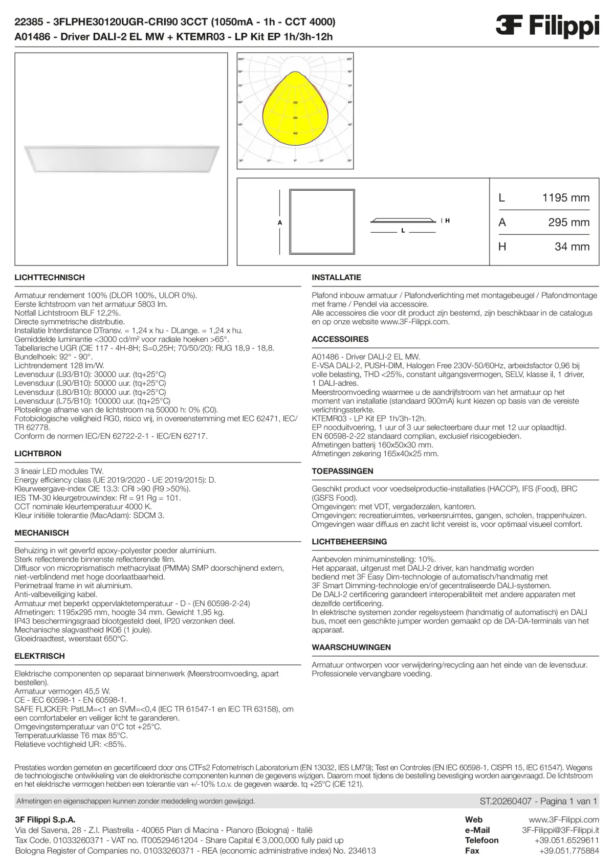 22385+A01486+KTEMR03 - 3FLPHE30120UGR-CRI90 3CCT (1050mA - 1h - CCT 4000) + DALI-2 EL MW + Kit EP 1h-3h - Datasheet - nl