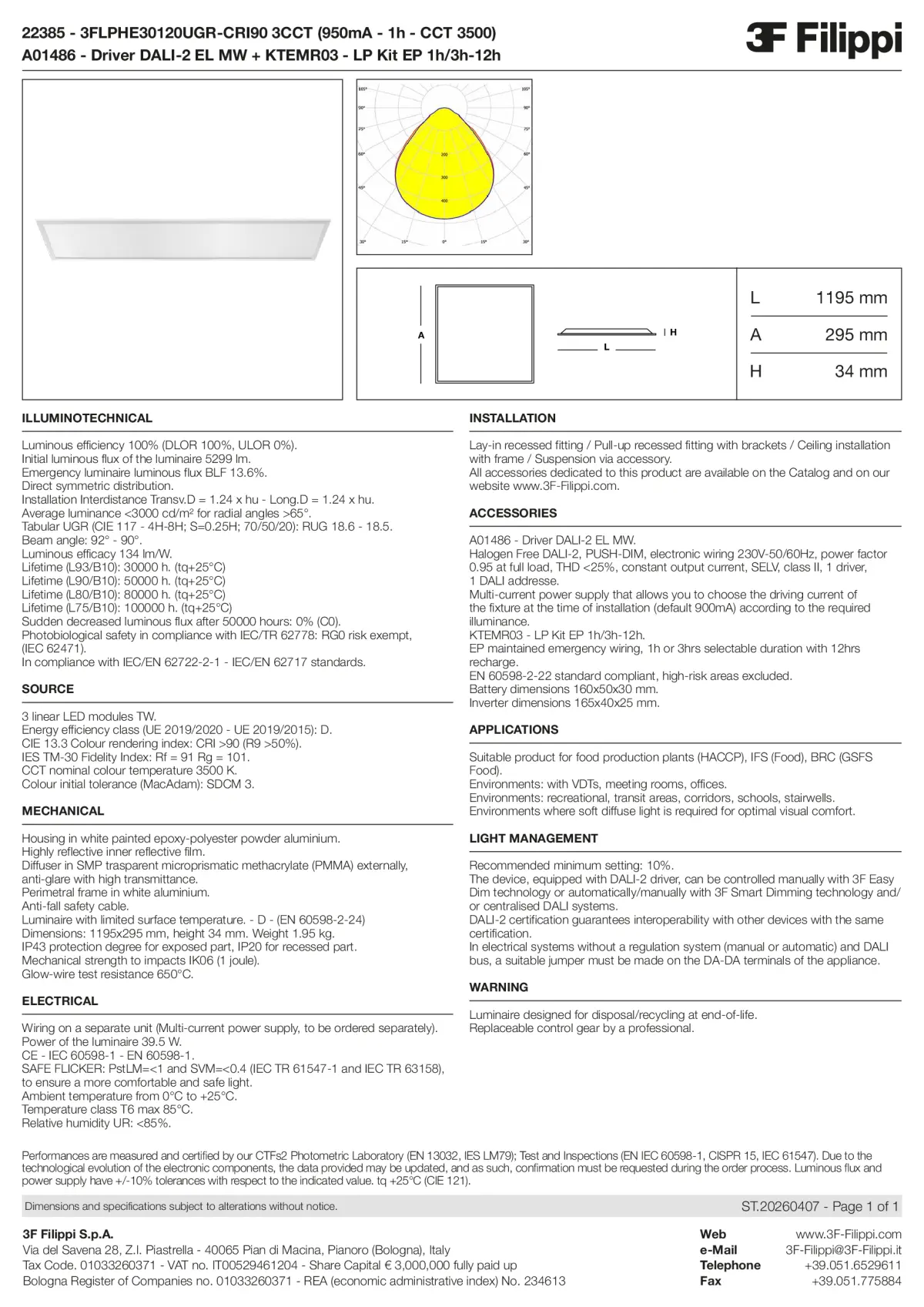 22385+A01486+KTEMR03 - 3FLPHE30120UGR-CRI90 3CCT (950mA - 1h - CCT 3500) + DALI-2 EL MW + Kit EP 1h-3h - Datasheet - en
