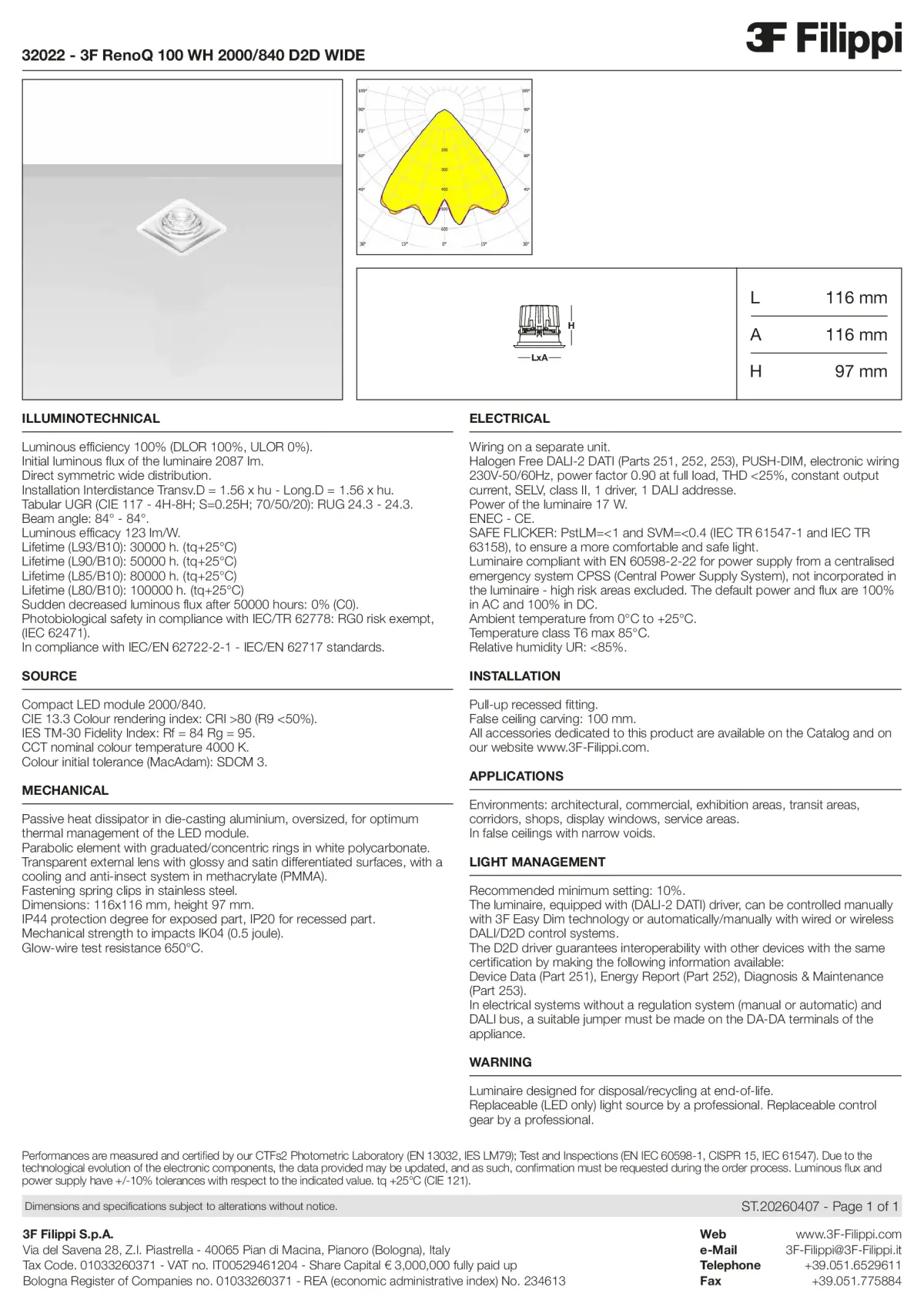 32022 - 3F RenoQ 100 WH 2000-840 D2D WIDE - Datasheet - en