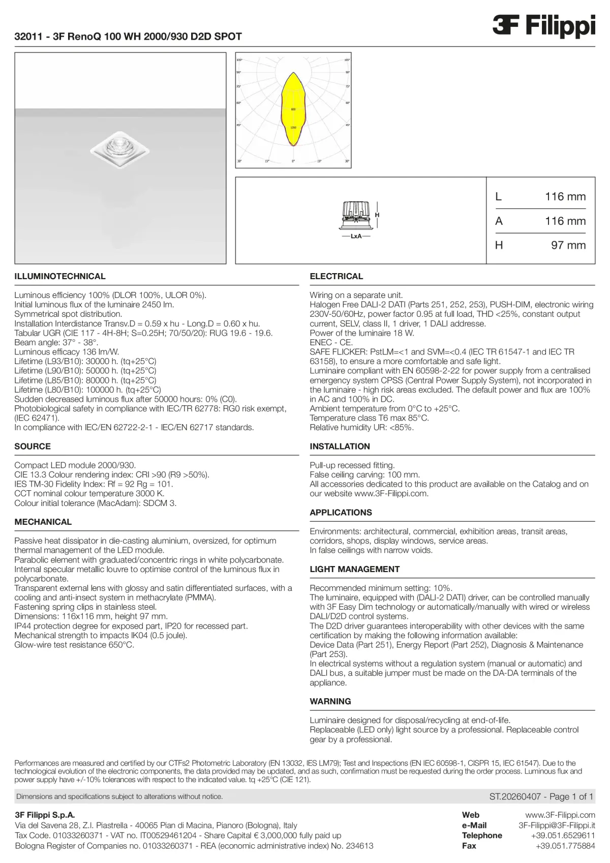 32011 - 3F RenoQ 100 WH 2000-930 D2D SPOT - Datasheet - en