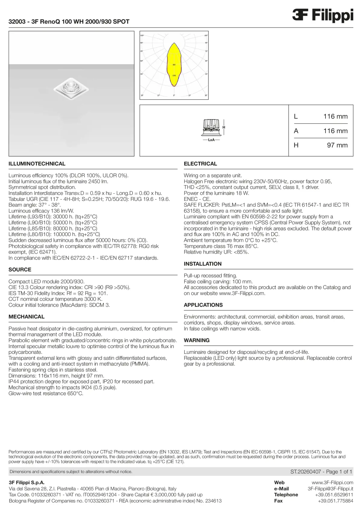 32003 - 3F RenoQ 100 WH 2000-930 SPOT - Datasheet - en