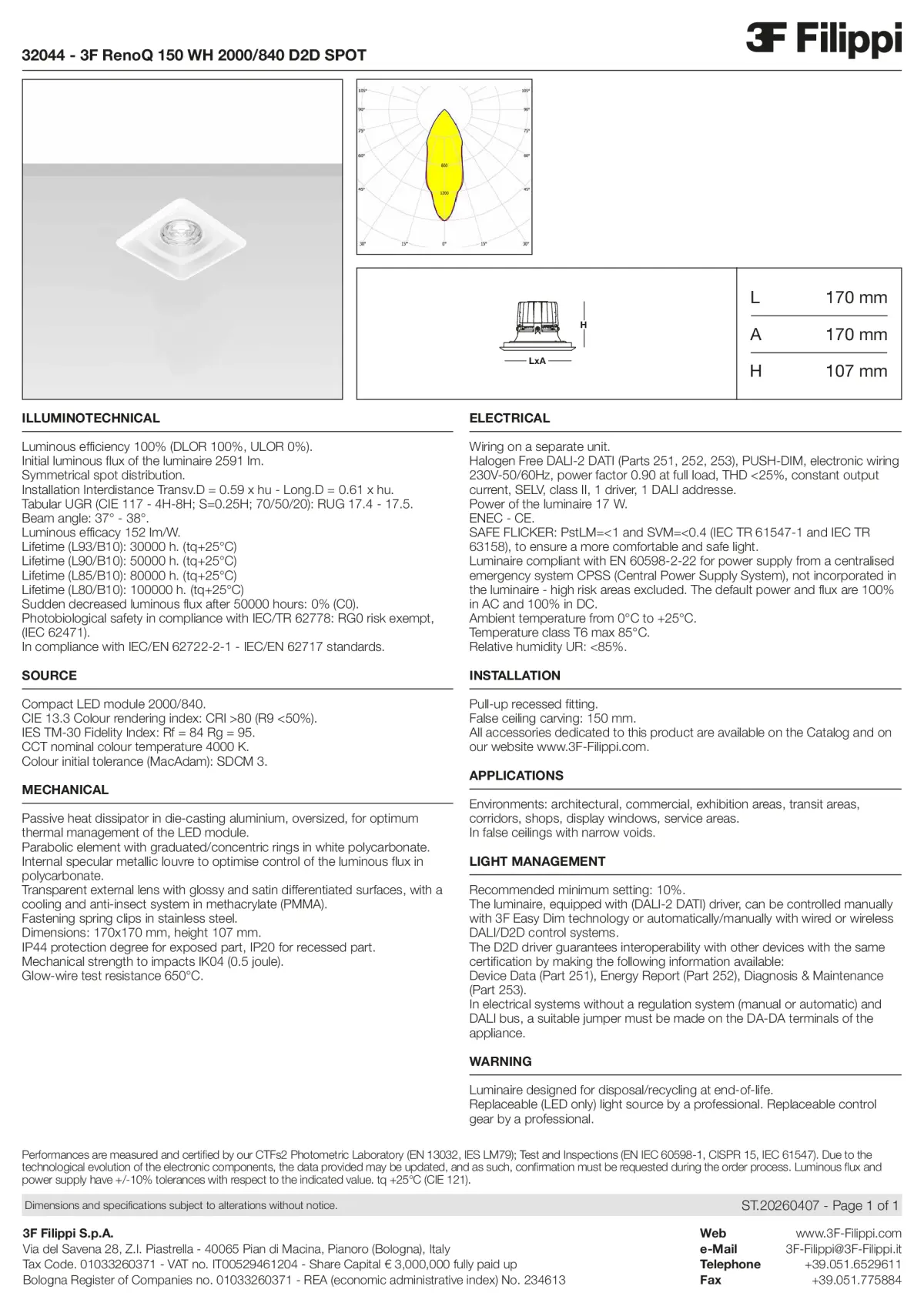 32044 - 3F RenoQ 150 WH 2000-840 D2D SPOT - Datasheet - en