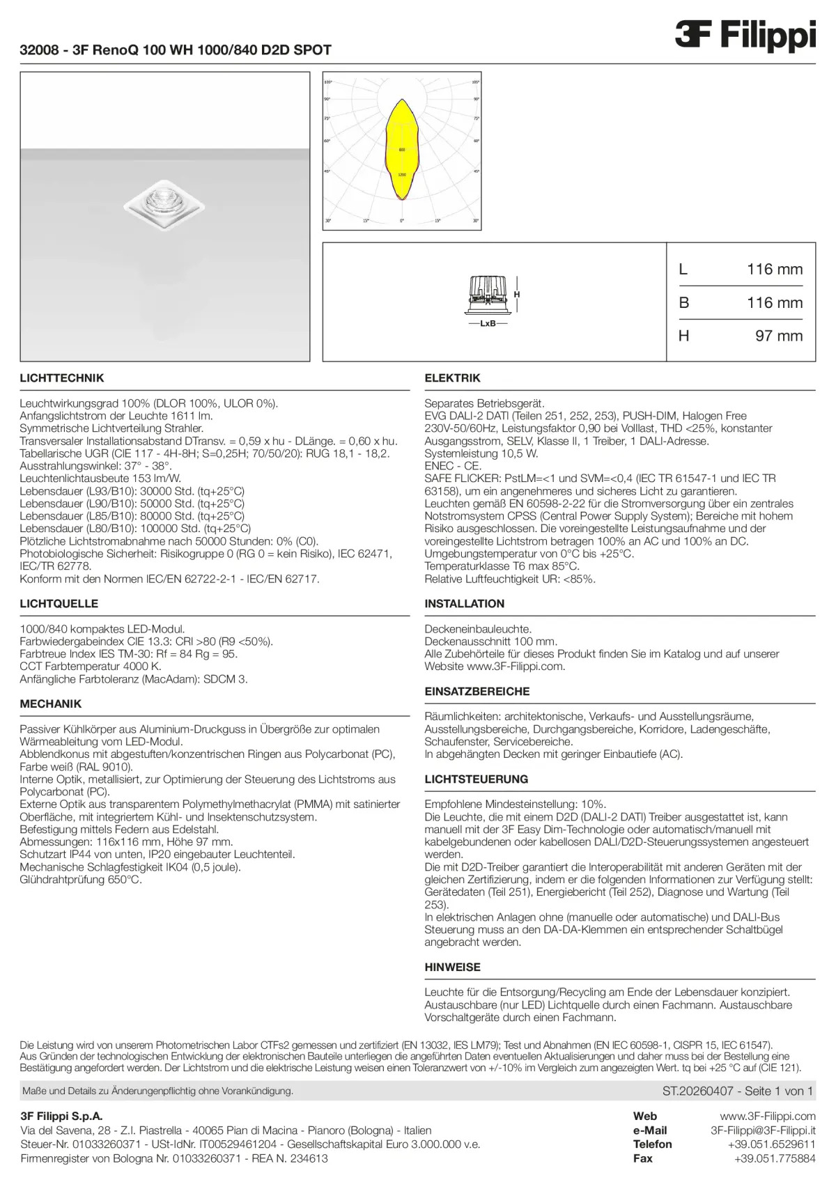 32008 - 3F RenoQ 100 WH 1000-840 D2D SPOT - Datasheet - de