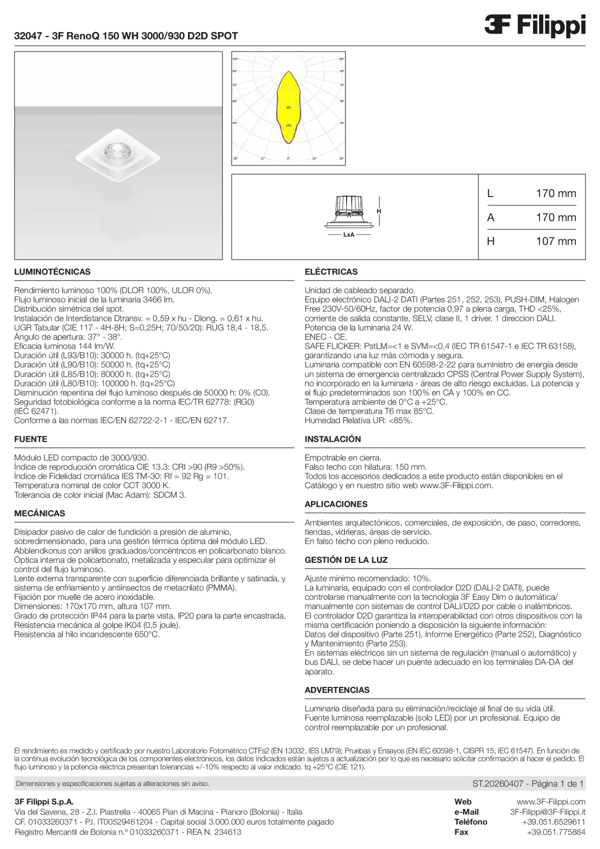 32047 - 3F RenoQ 150 WH 3000-930 D2D SPOT - Datasheet - es