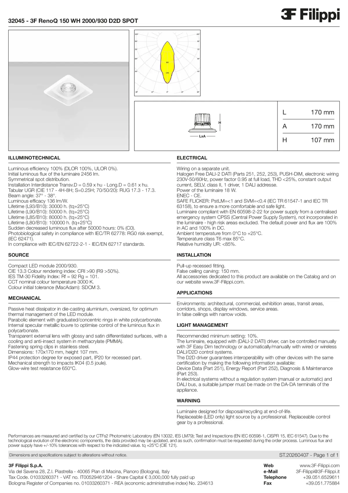 32045 - 3F RenoQ 150 WH 2000-930 D2D SPOT - Datasheet - en
