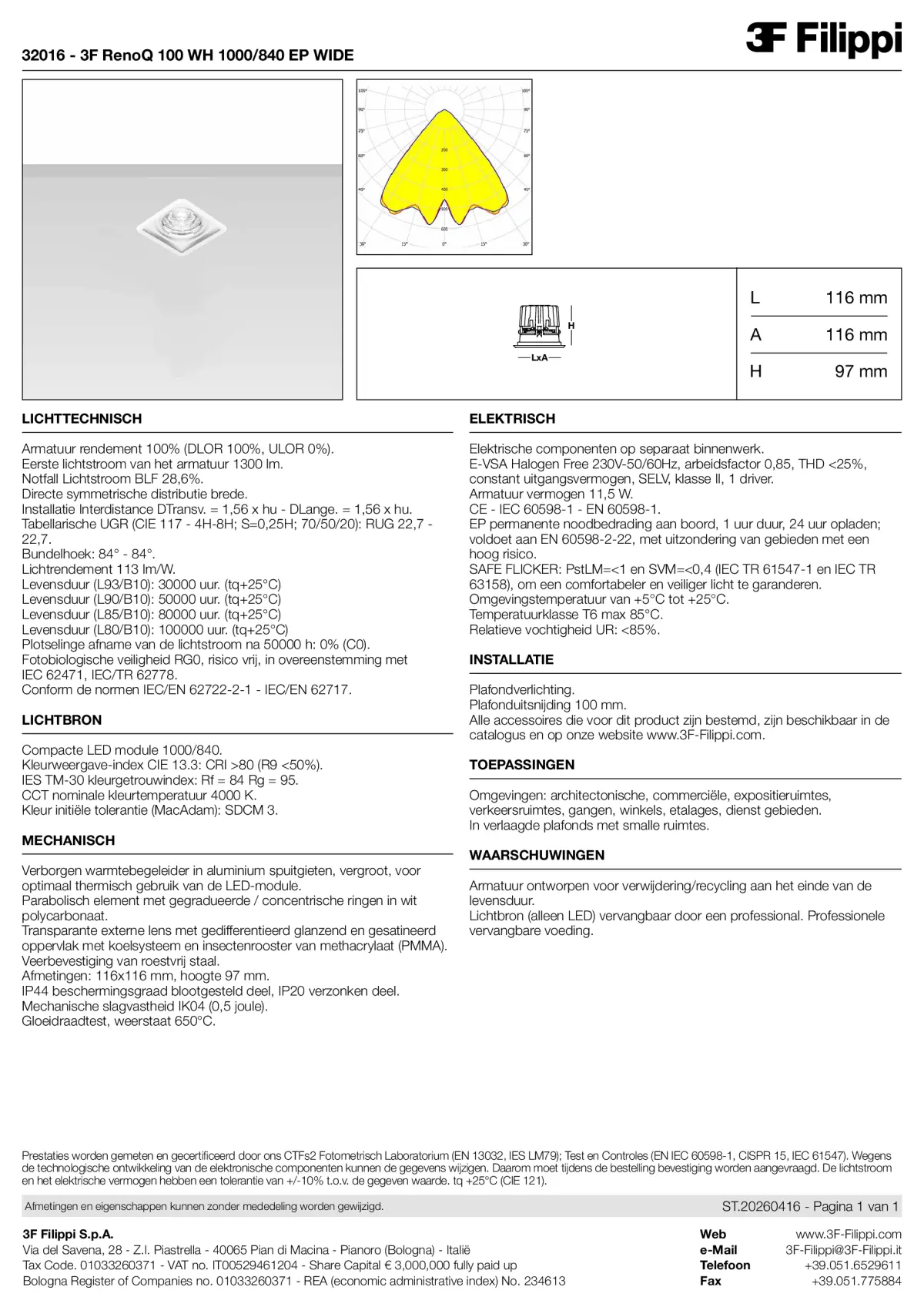 32016 - 3F RenoQ 100 WH 1000-840 EP WIDE - Datasheet - nl