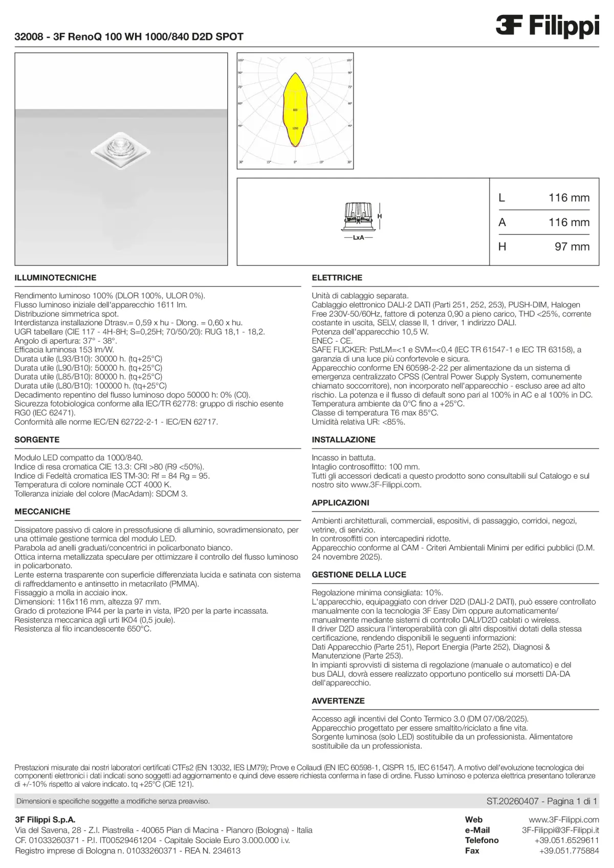 32008 - 3F RenoQ 100 WH 1000-840 D2D SPOT - Datasheet - it