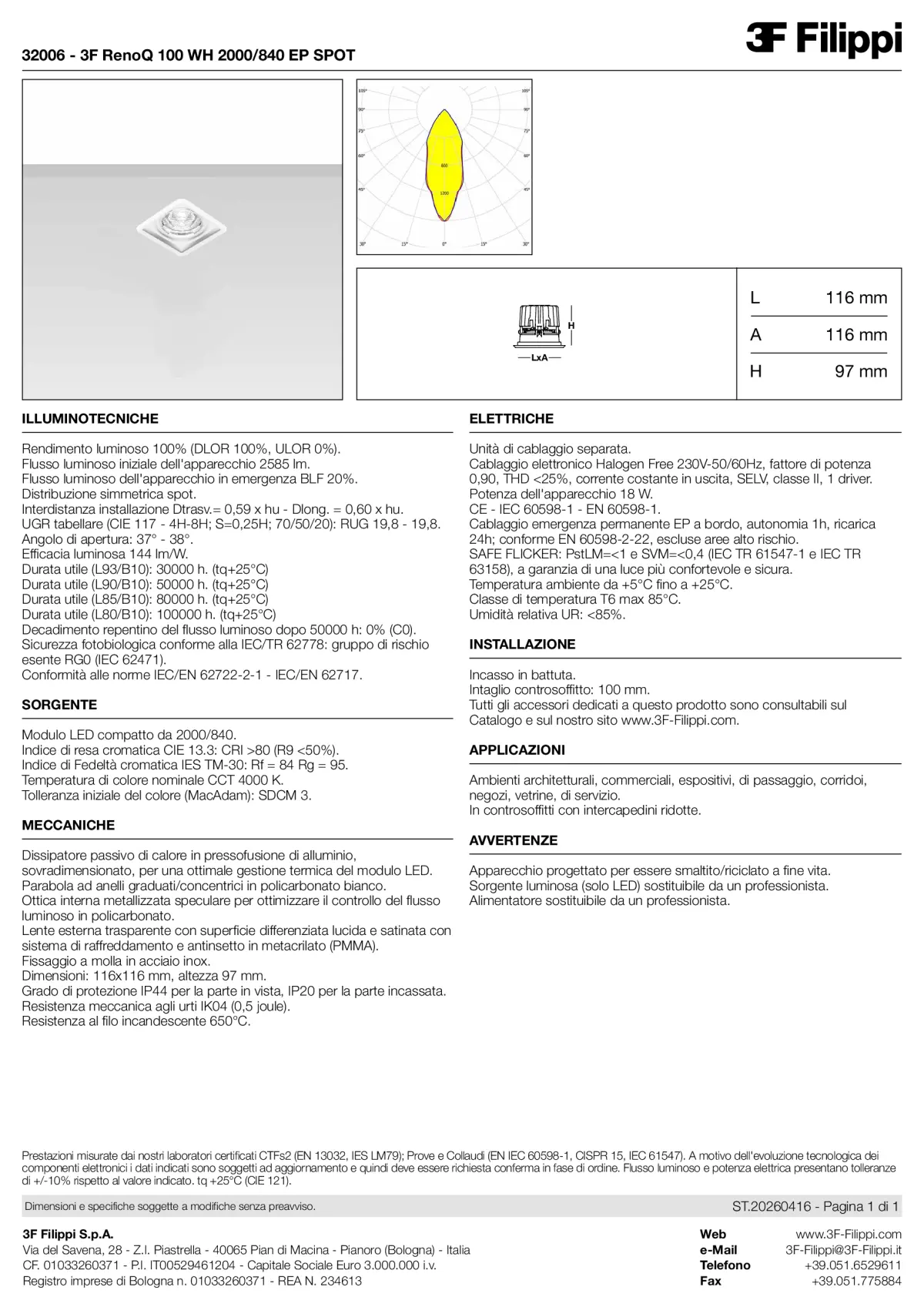32006 - 3F RenoQ 100 WH 2000-840 EP SPOT - Datasheet - it