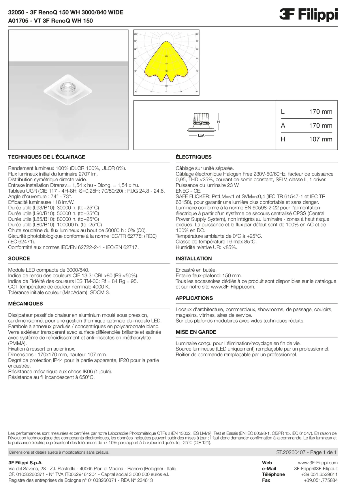 32050+A01705 - 3F RenoQ 150 WH 3000-840 WIDE + VT WH - Datasheet - fr