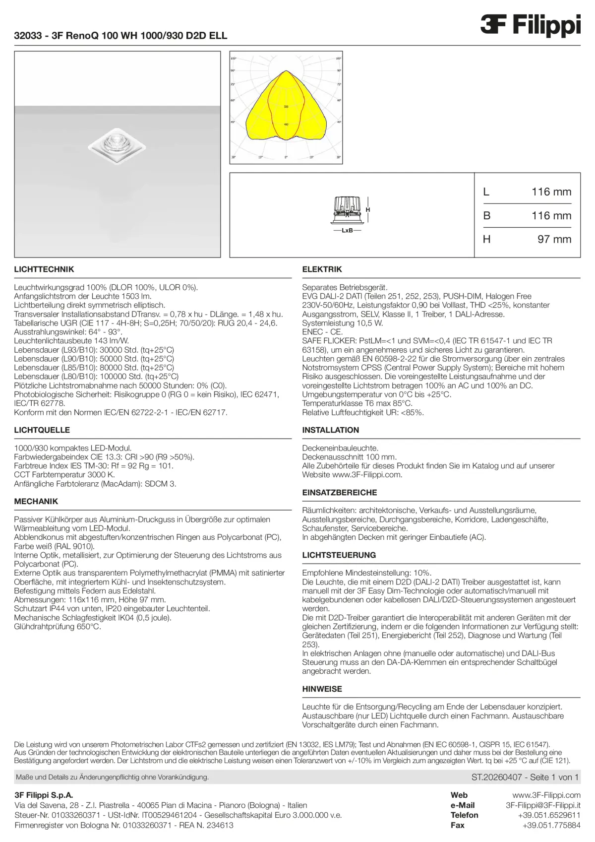 32033 - 3F RenoQ 100 WH 1000-930 D2D ELL - Datasheet - de