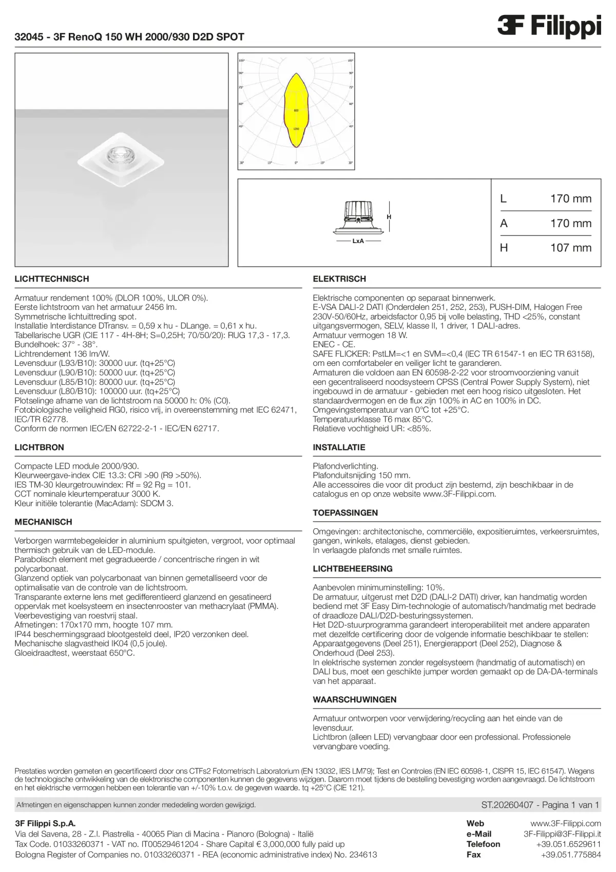 32045 - 3F RenoQ 150 WH 2000-930 D2D SPOT - Datasheet - nl