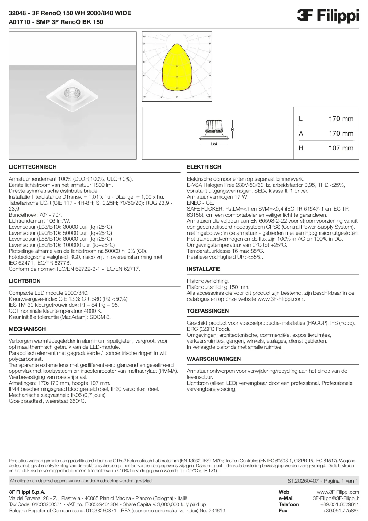 32048+A01710 - 3F RenoQ 150 WH 2000-840 WIDE + SMP BK - Datasheet - nl