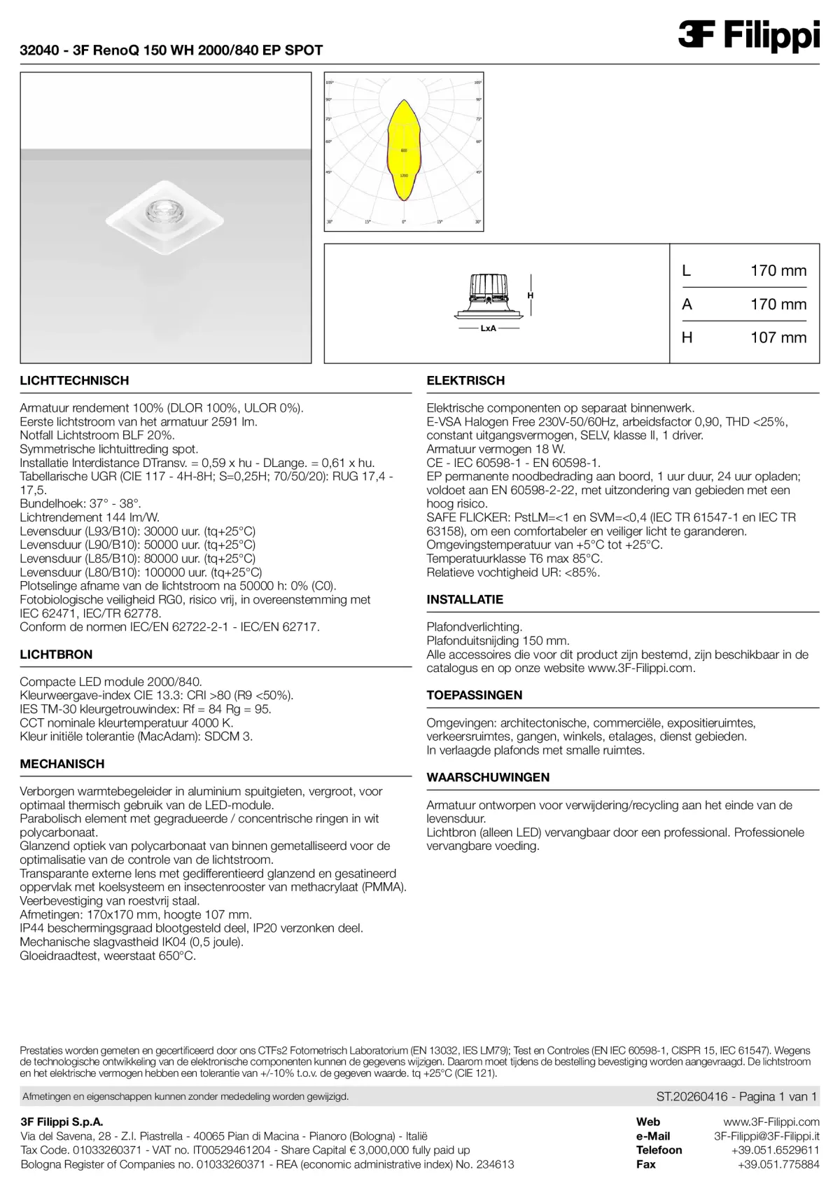 32040 - 3F RenoQ 150 WH 2000-840 EP SPOT - Datasheet - nl