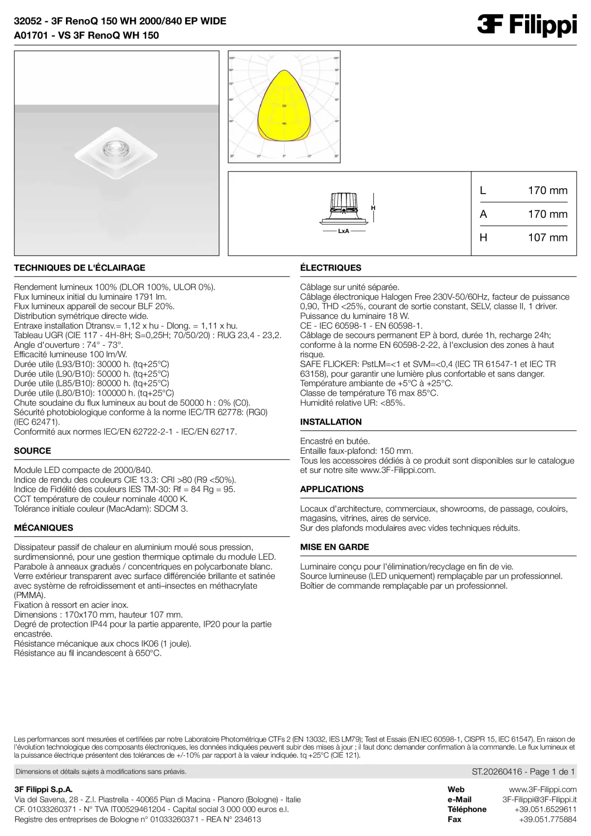32052+A01701 - 3F RenoQ 150 WH 2000-840 EP WIDE + VS WH - Datasheet - fr