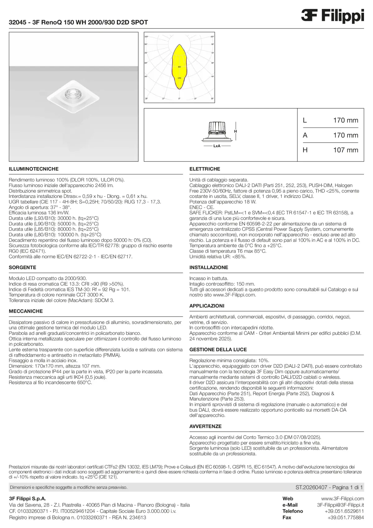 32045 - 3F RenoQ 150 WH 2000-930 D2D SPOT - Datasheet - it