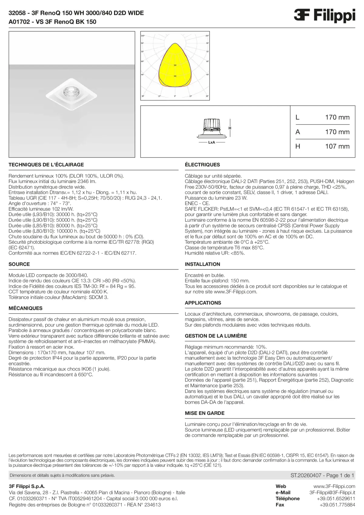 32058+A01702 - 3F RenoQ 150 WH 3000-840 D2D WIDE + VS BK - Datasheet - fr